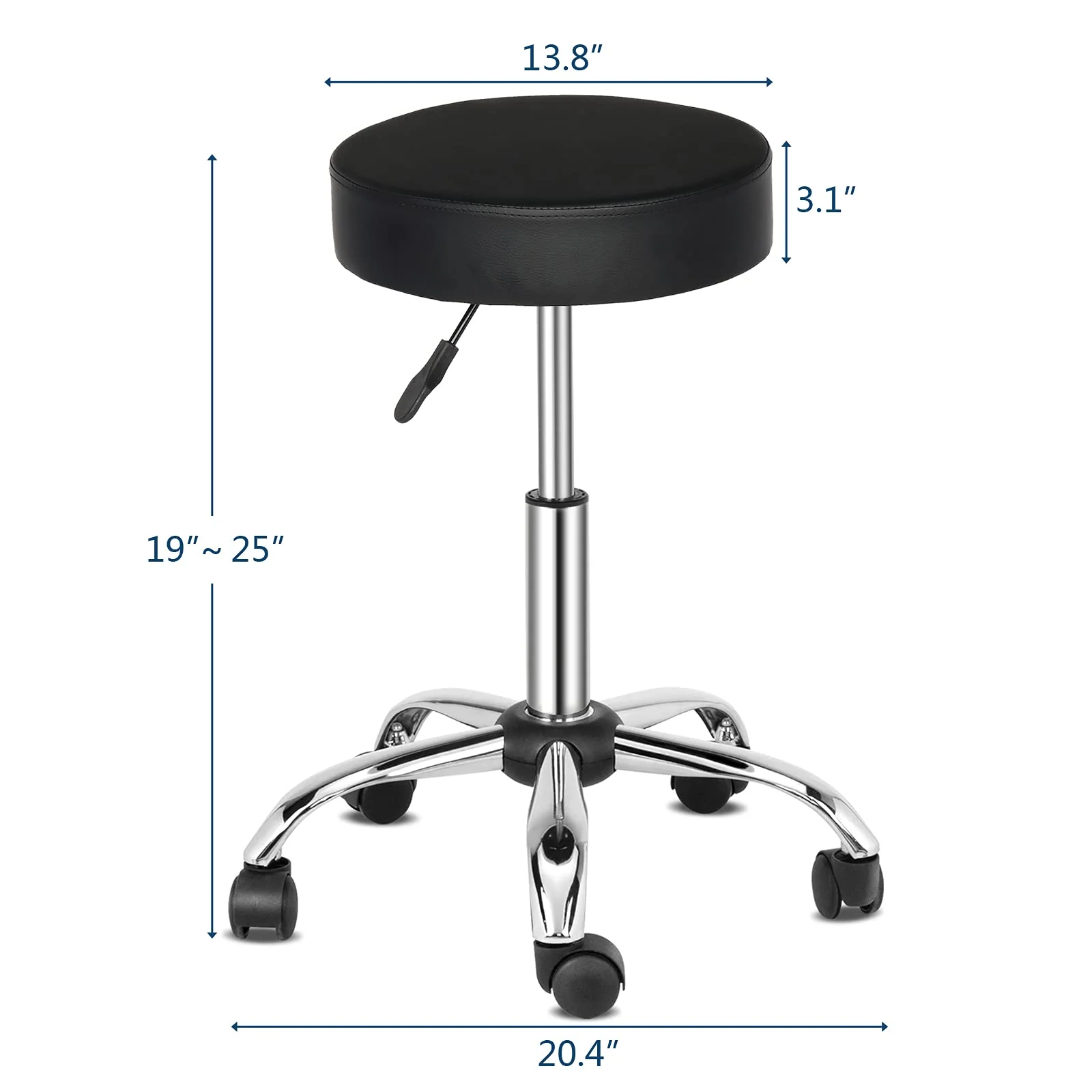 OmySalon 360° Swivel Height Adjustable Round Stool with Wheels - Image 3