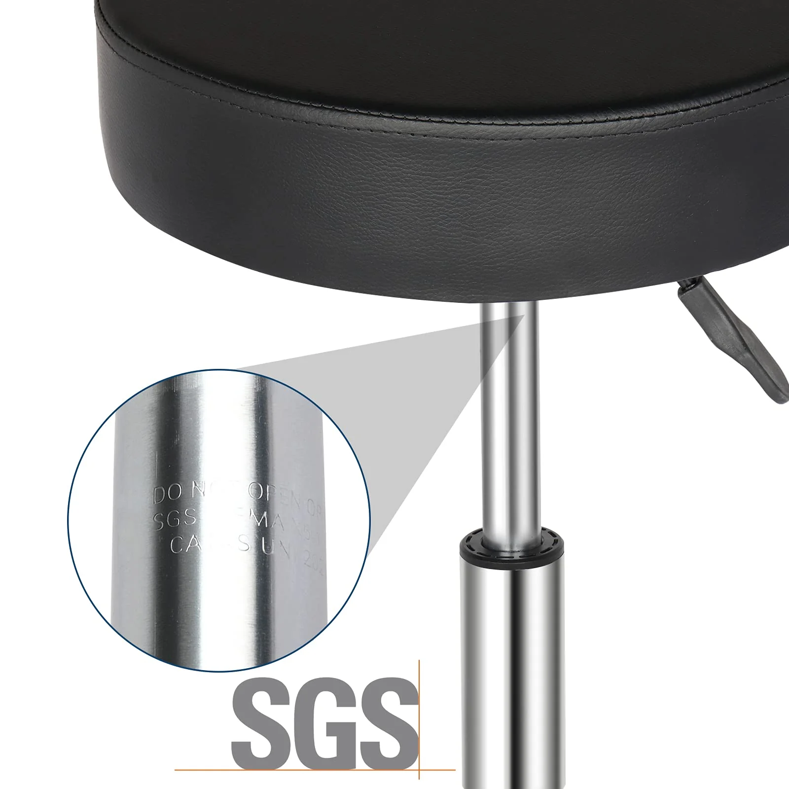 OmySalon 360° Swivel Height Adjustable Round Stool with Wheels - Image 5