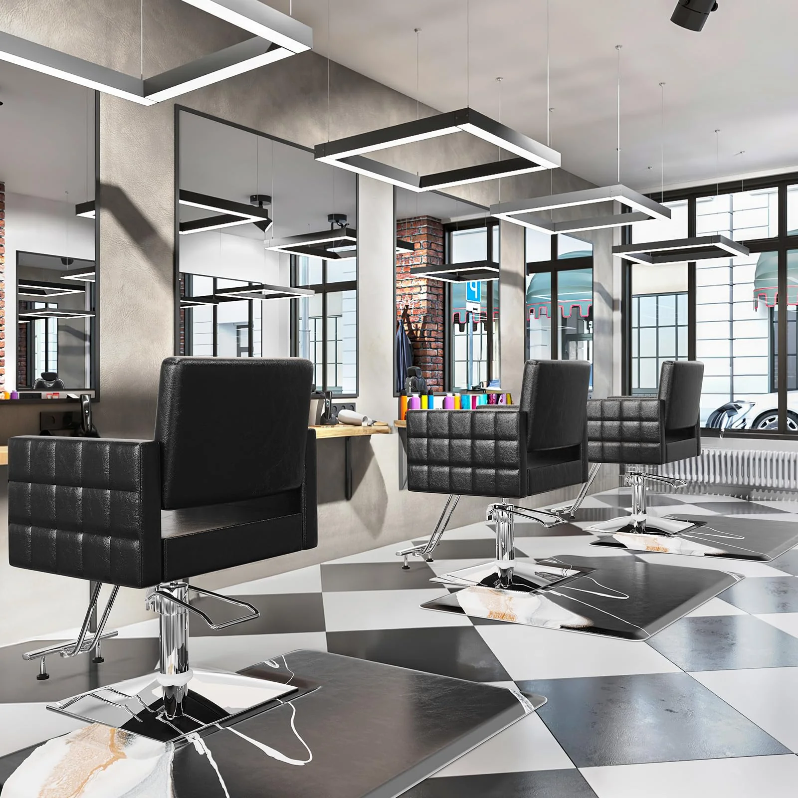 OmySalon 3'x4' Rectangle Salon Anti Fatigue Mat with Square Cutout 3/4" Thick - Image 11