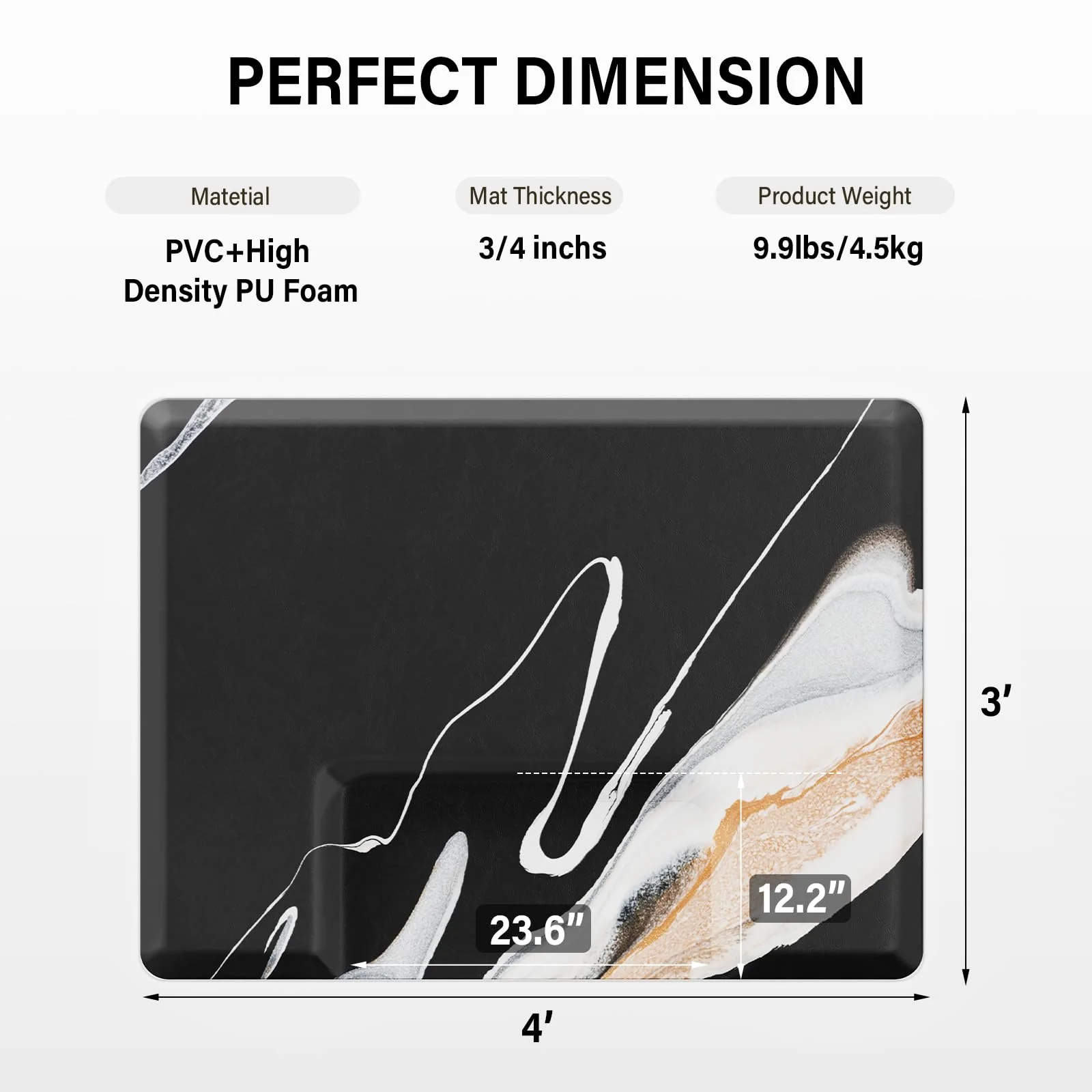 OmySalon 3'x4' Rectangle Salon Anti Fatigue Mat with Square Cutout 3/4" Thick - Image 12