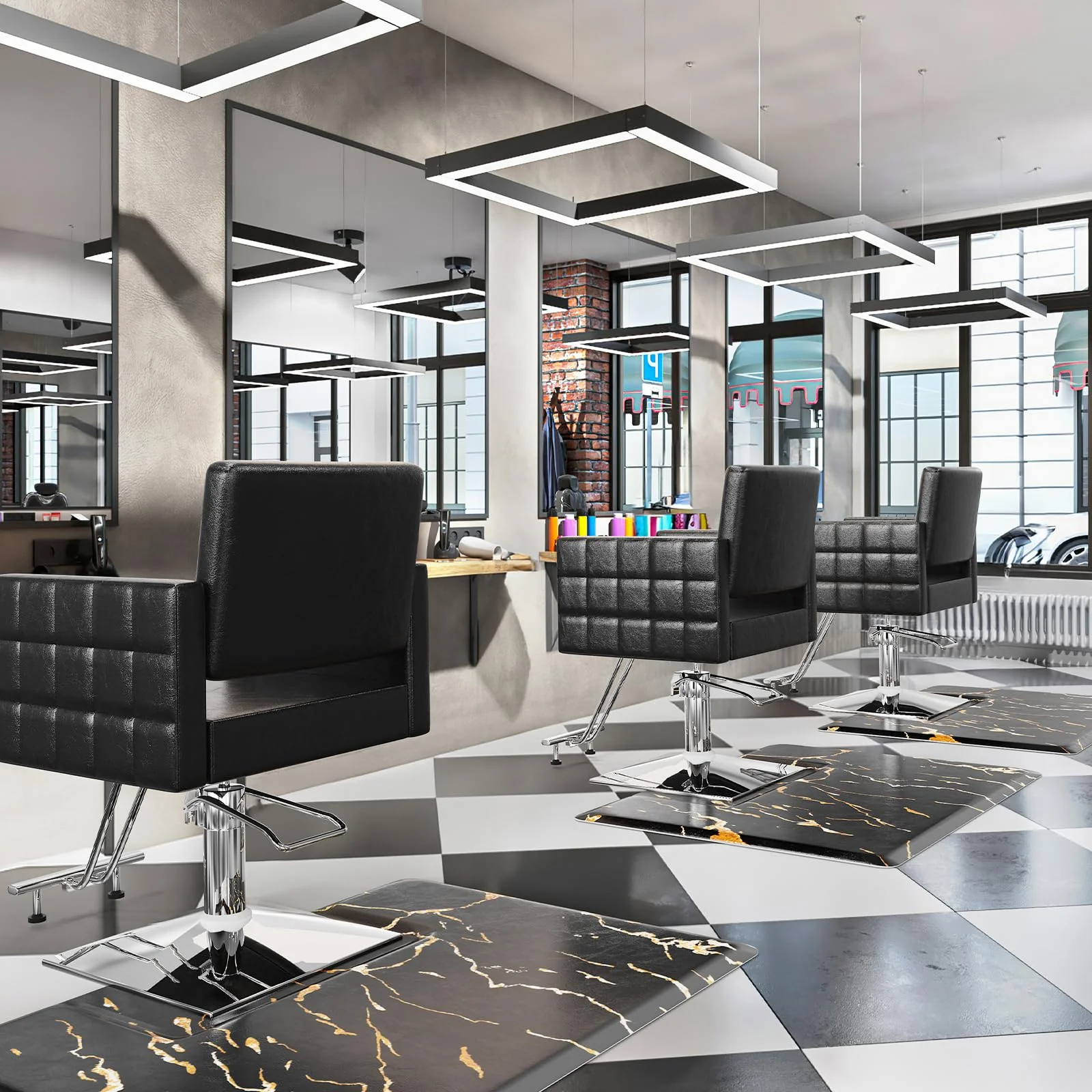 OmySalon 3'x4' Rectangle Salon Anti Fatigue Mat with Square Cutout 3/4" Thick - Image 19