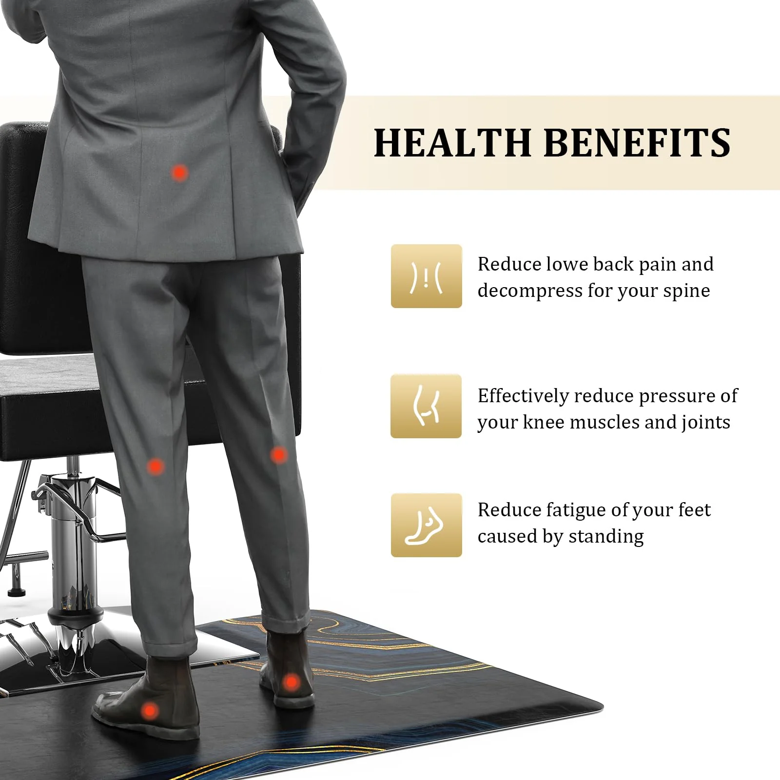 OmySalon 3'x4' Rectangle Salon Anti Fatigue Mat with Square Cutout 3/4" Thick - Image 5