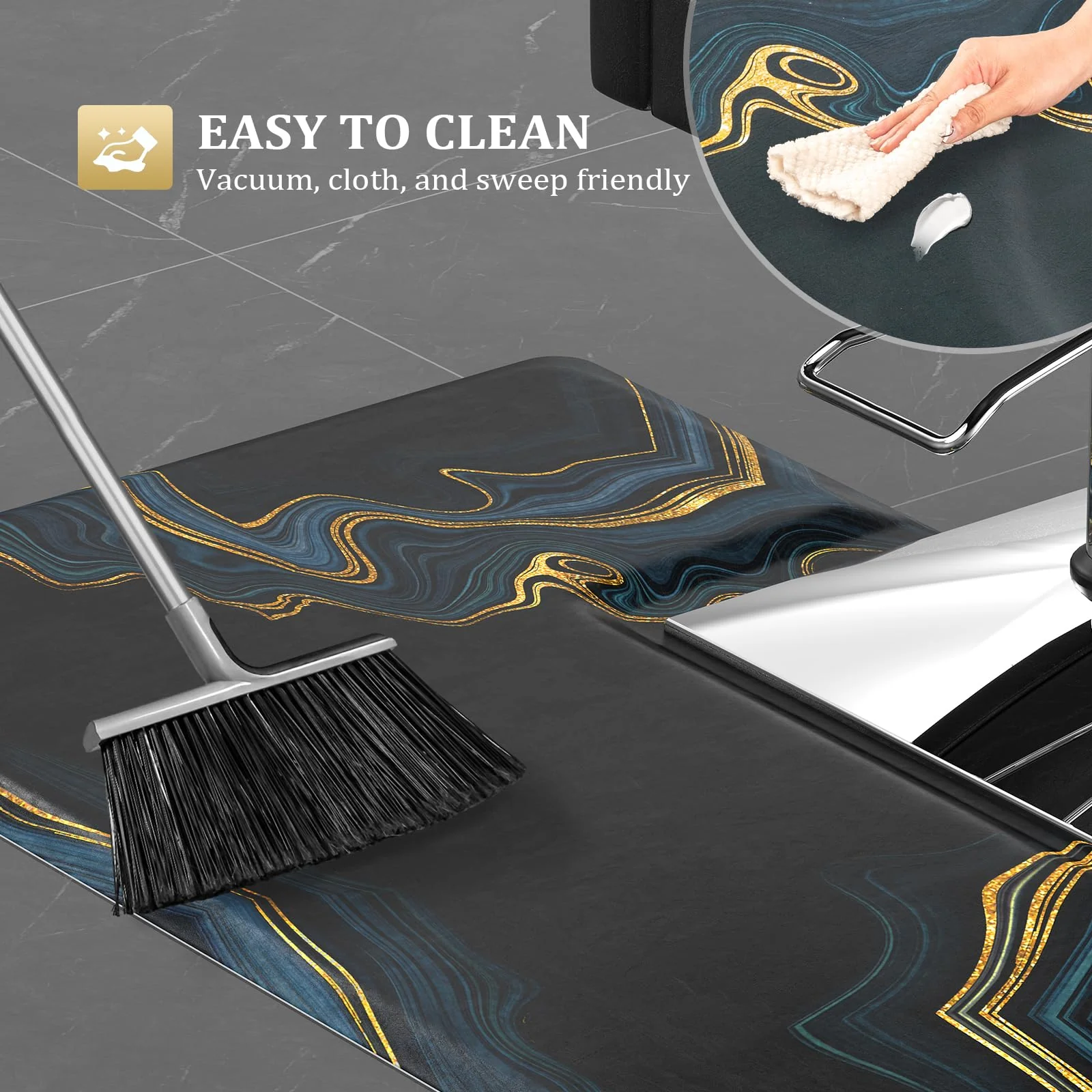 OmySalon 3'x4' Rectangle Salon Anti Fatigue Mat with Square Cutout 3/4" Thick - Image 8