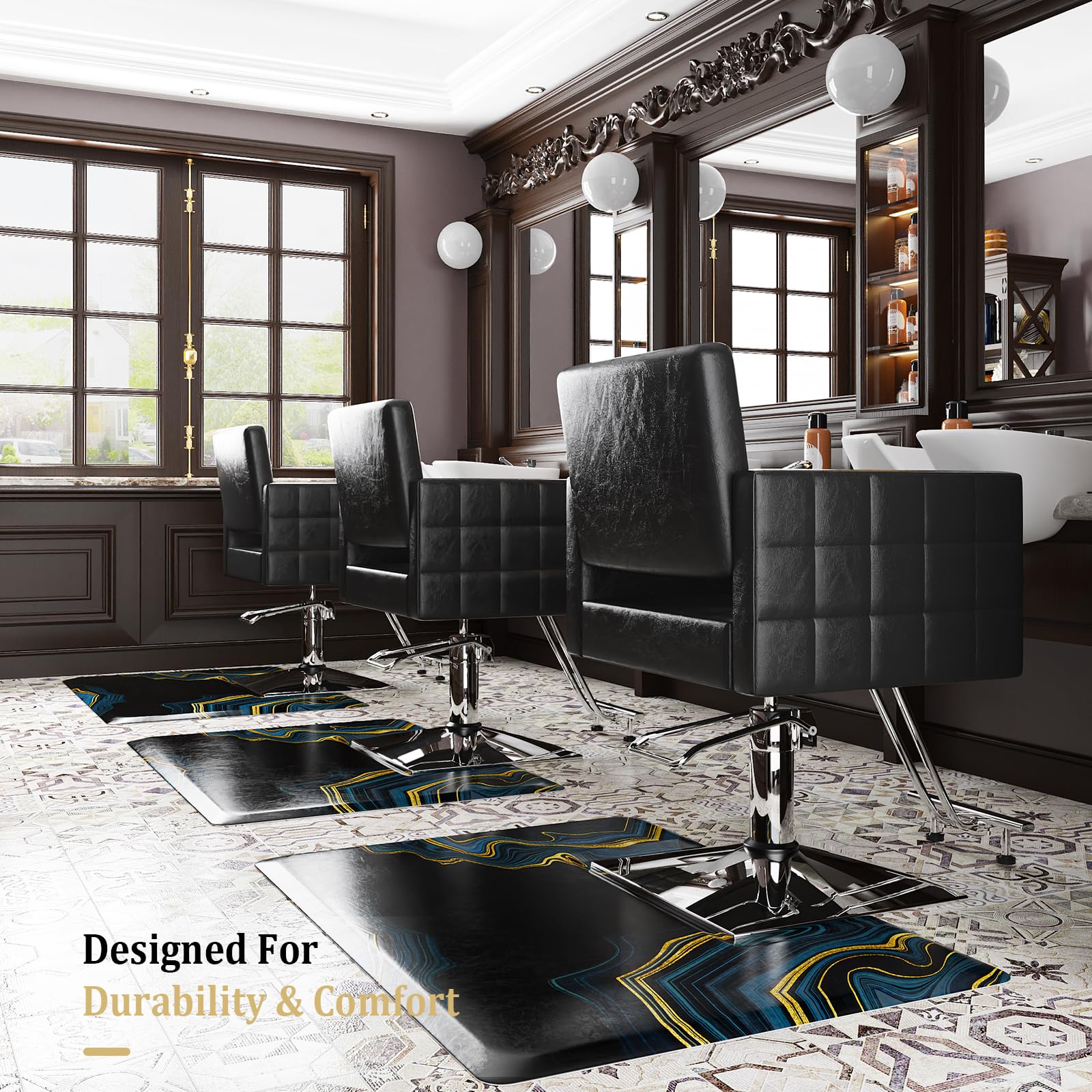 OmySalon 3'x4' Rectangle Salon Anti Fatigue Mat with Square Cutout 3/4" Thick - Image 9