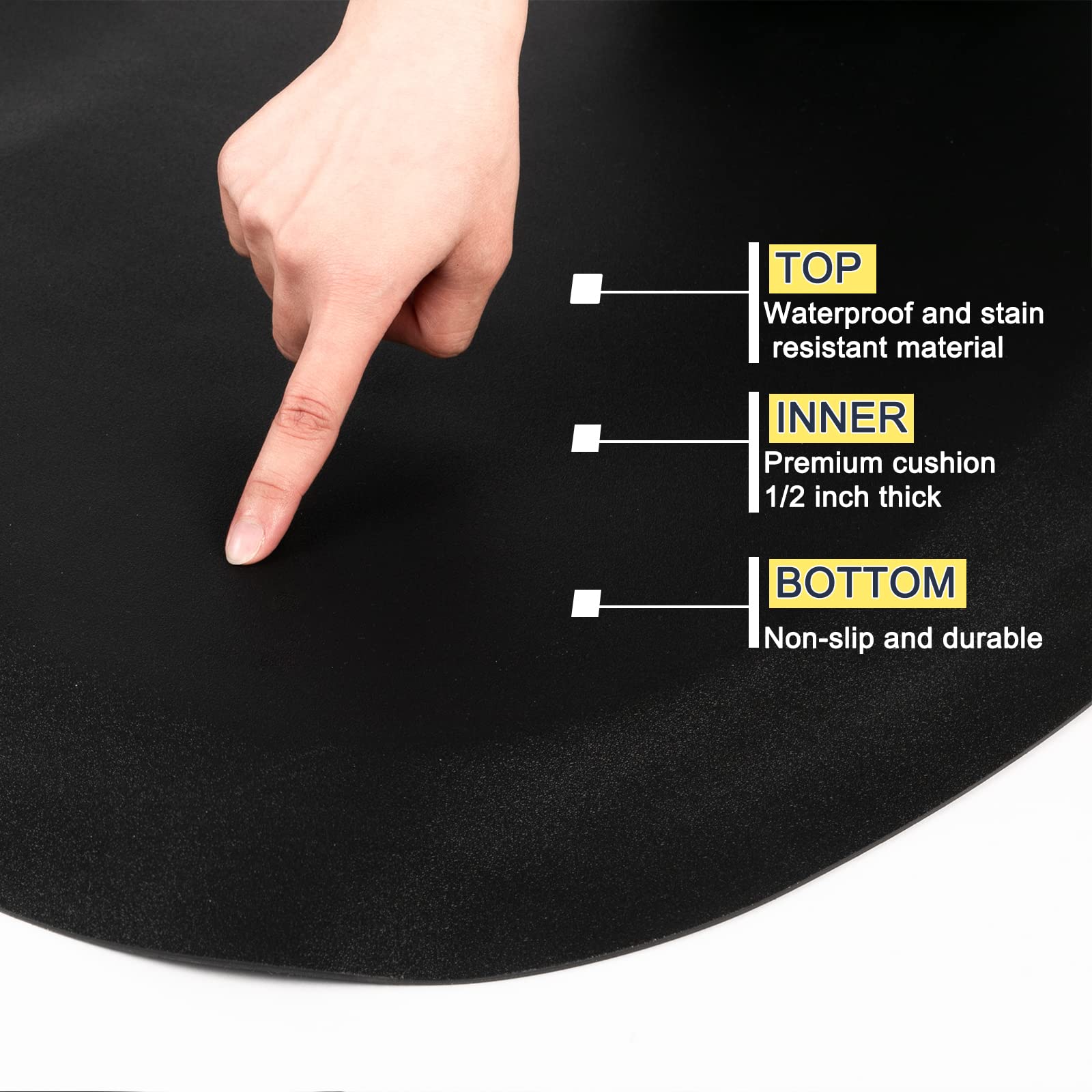 OmySalon 3' x 4' Salon Anti Fatigue Mat Circular Barber Mat for Round Base 1/2'' Thick - Image 5