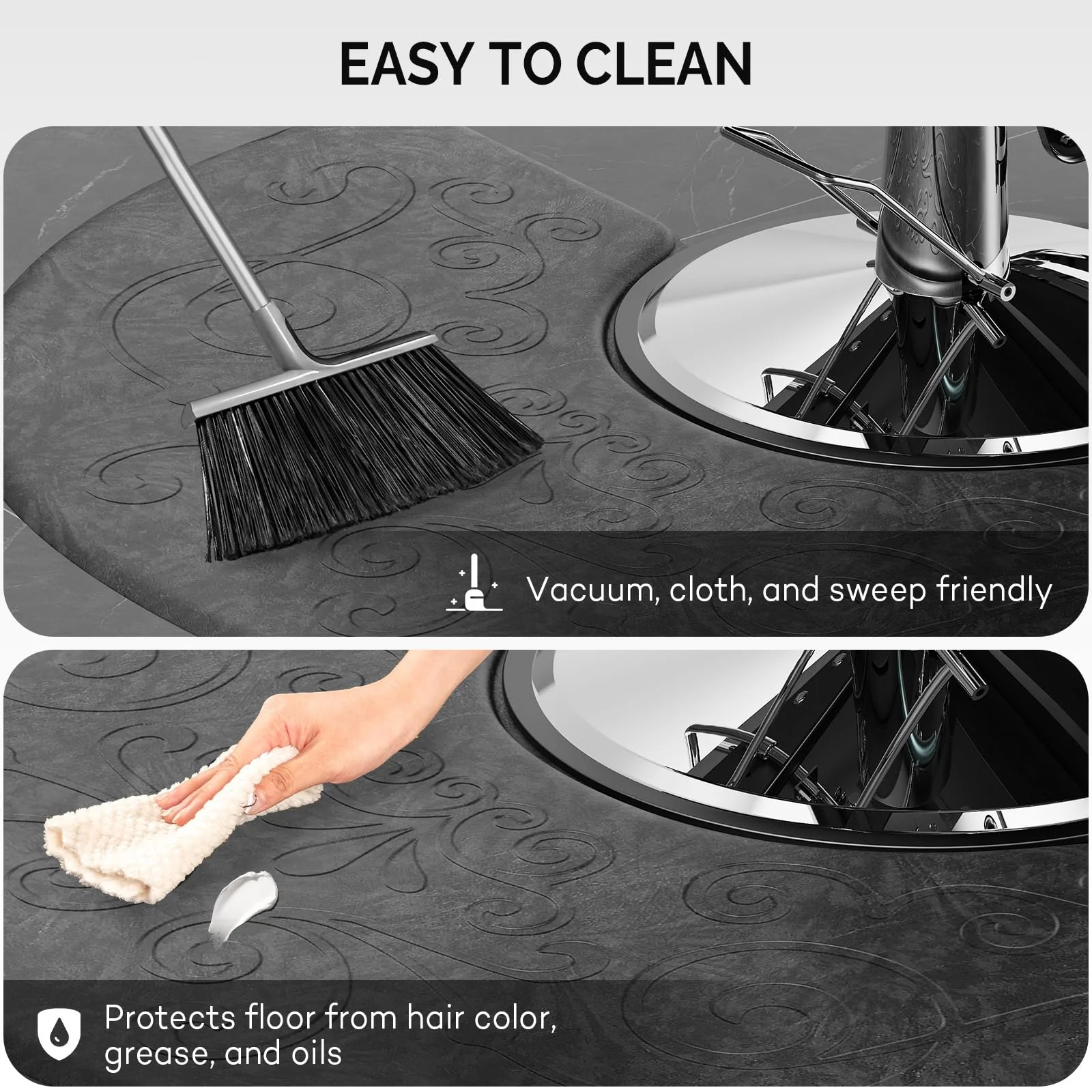 OmySalon 3'x5' Semi-Circle 3D Embossed Anti-Fatigue Salon Mat with Round Cutout 5/8" Thick - Image 11