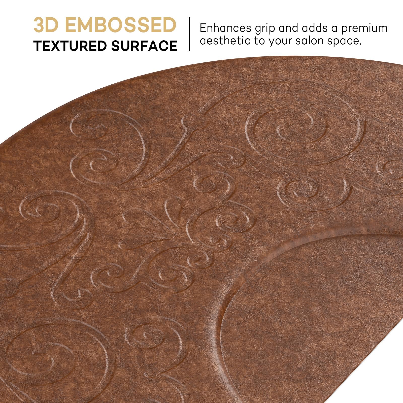 OmySalon 3'x5' Semi-Circle 3D Embossed Anti-Fatigue Salon Mat with Round Cutout 5/8" Thick - Image 16