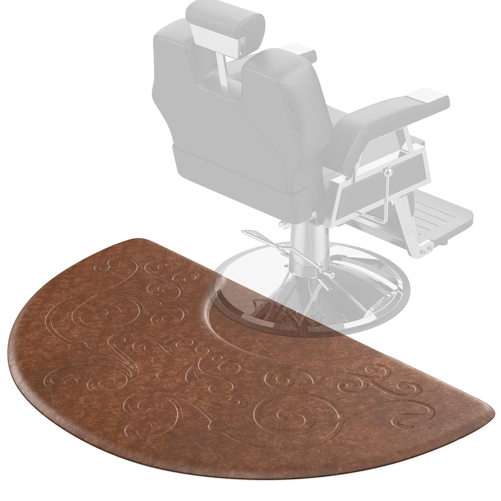 OmySalon 3'x5' Semi-Circle 3D Embossed Anti-Fatigue Salon Mat with Round Cutout 5/8" Thick - Image 2
