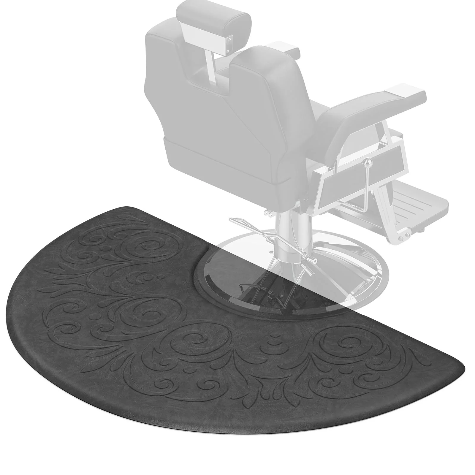 OmySalon 3'x5' Semi-Circle 3D Embossed Anti-Fatigue Salon Mat with Round Cutout 5/8" Thick - Image 3