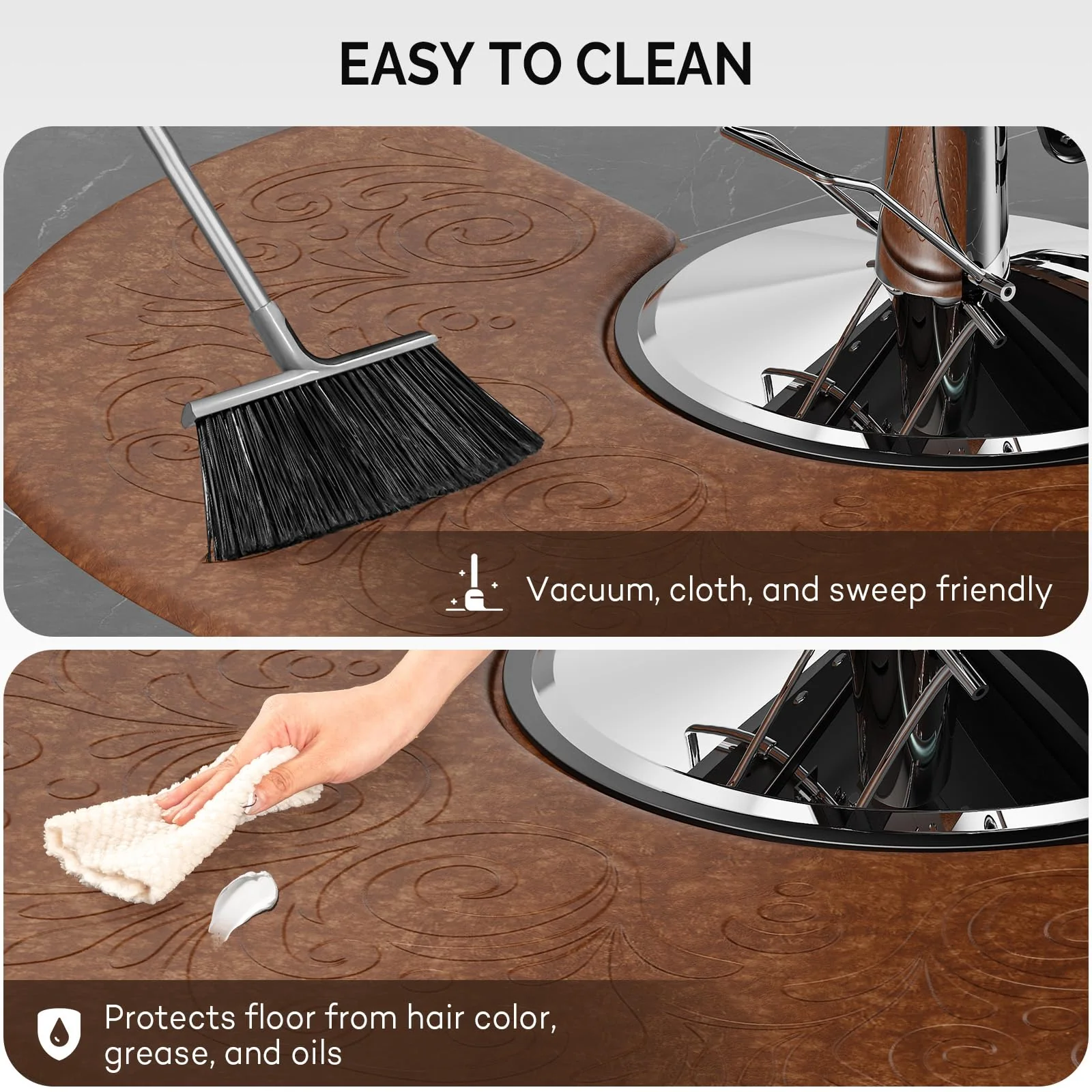 OmySalon 3'x5' Semi-Circle 3D Embossed Anti-Fatigue Salon Mat with Round Cutout 5/8" Thick - Image 32