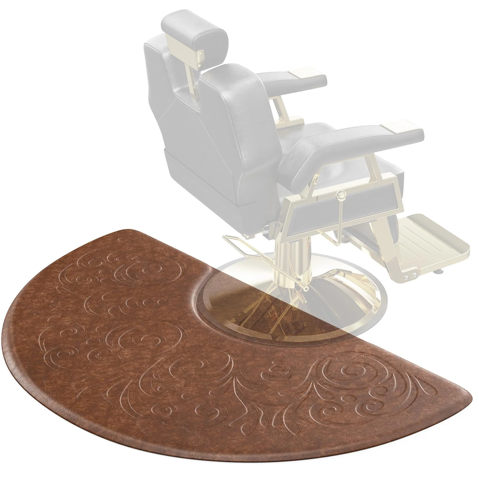OmySalon 3'x5' Semi-Circle 3D Embossed Anti-Fatigue Salon Mat with Round Cutout 5/8" Thick - Image 4