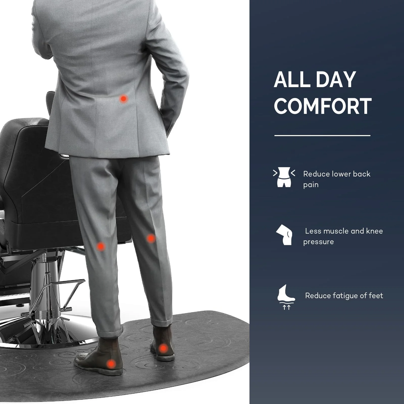 OmySalon 3'x5' Semi-Circle 3D Embossed Anti-Fatigue Salon Mat with Round Cutout 5/8" Thick - Image 7