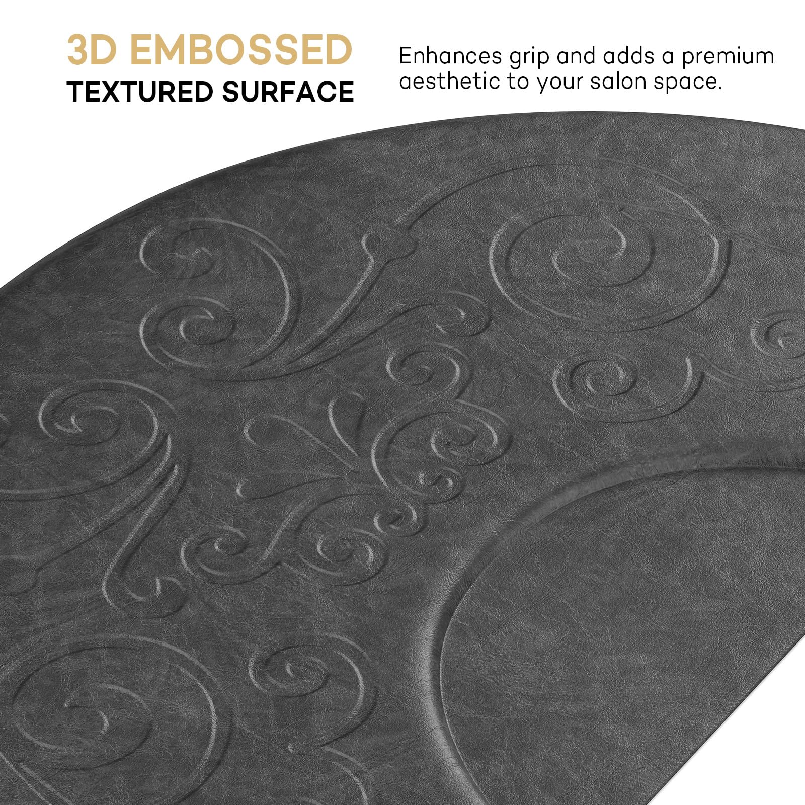 OmySalon 3'x5' Semi-Circle 3D Embossed Anti-Fatigue Salon Mat with Round Cutout 5/8" Thick - Image 8