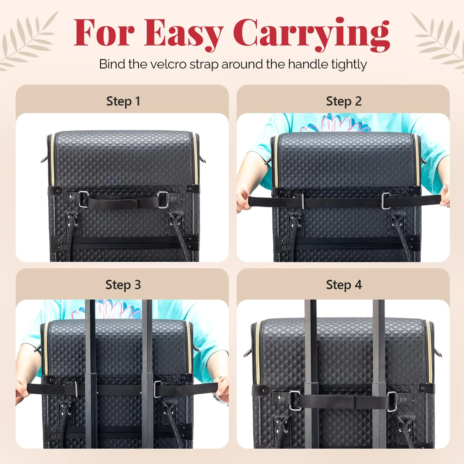 OmySalon 4-in-1 Portable Lockable Rolling Makeup Train Case with 4 Top Trays & 1 Deep Drawer - Image 7