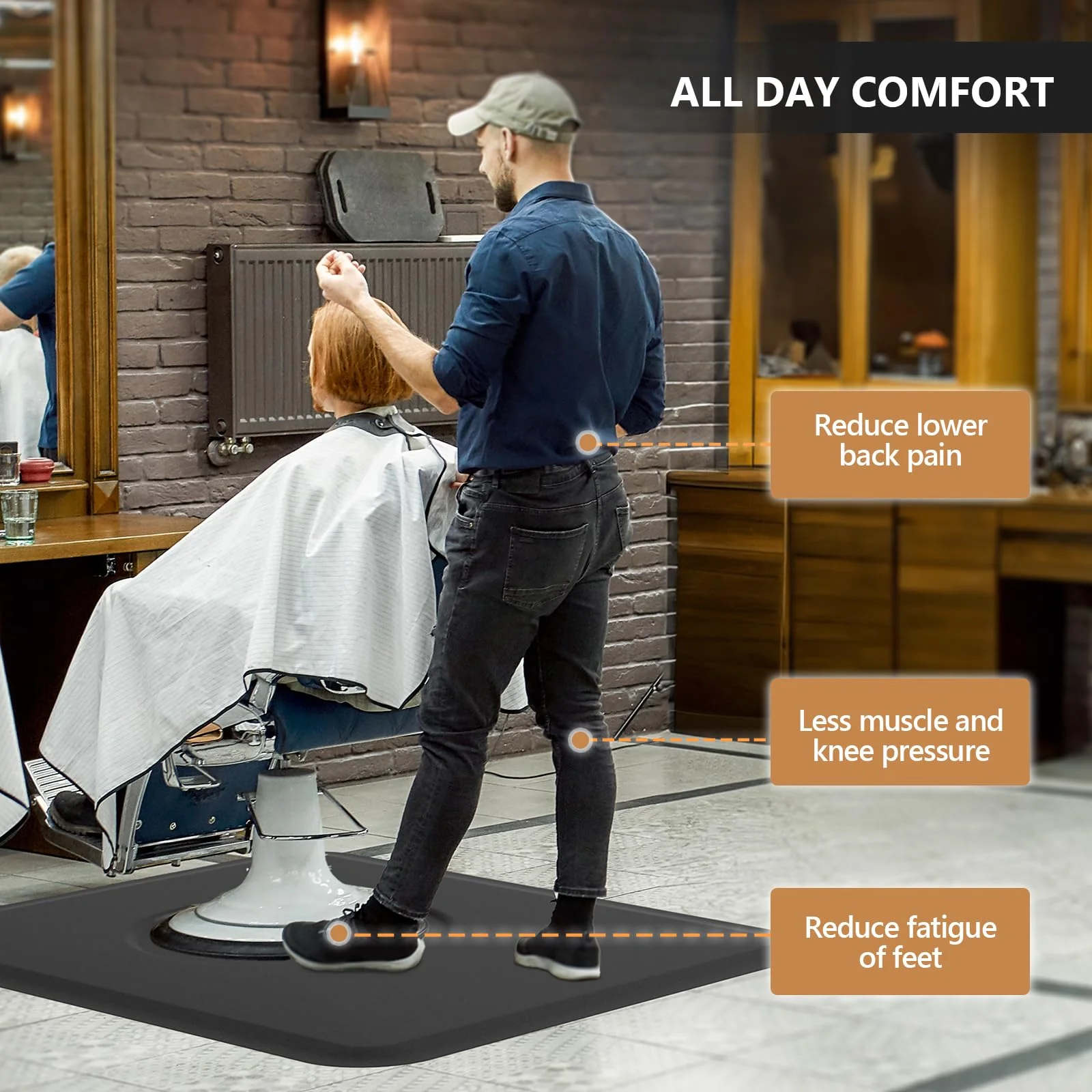 OmySalon 4’x 5’ Salon Mat Barber Floor Mat for Round Base 1/2in 5/8in Thick - Image 11