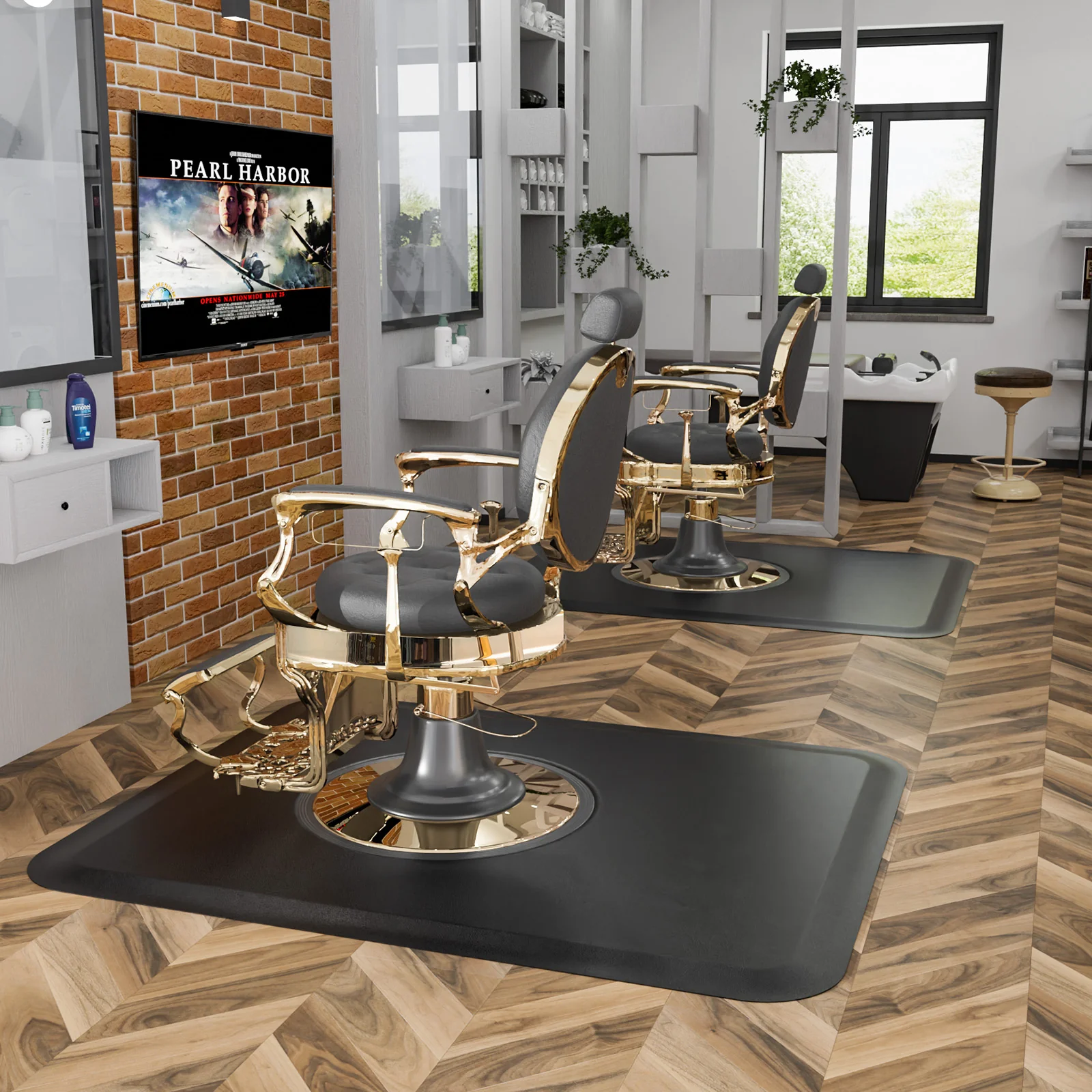 OmySalon 4’x 5’ Salon Mat Barber Floor Mat for Round Base 1/2in 5/8in Thick - Image 2
