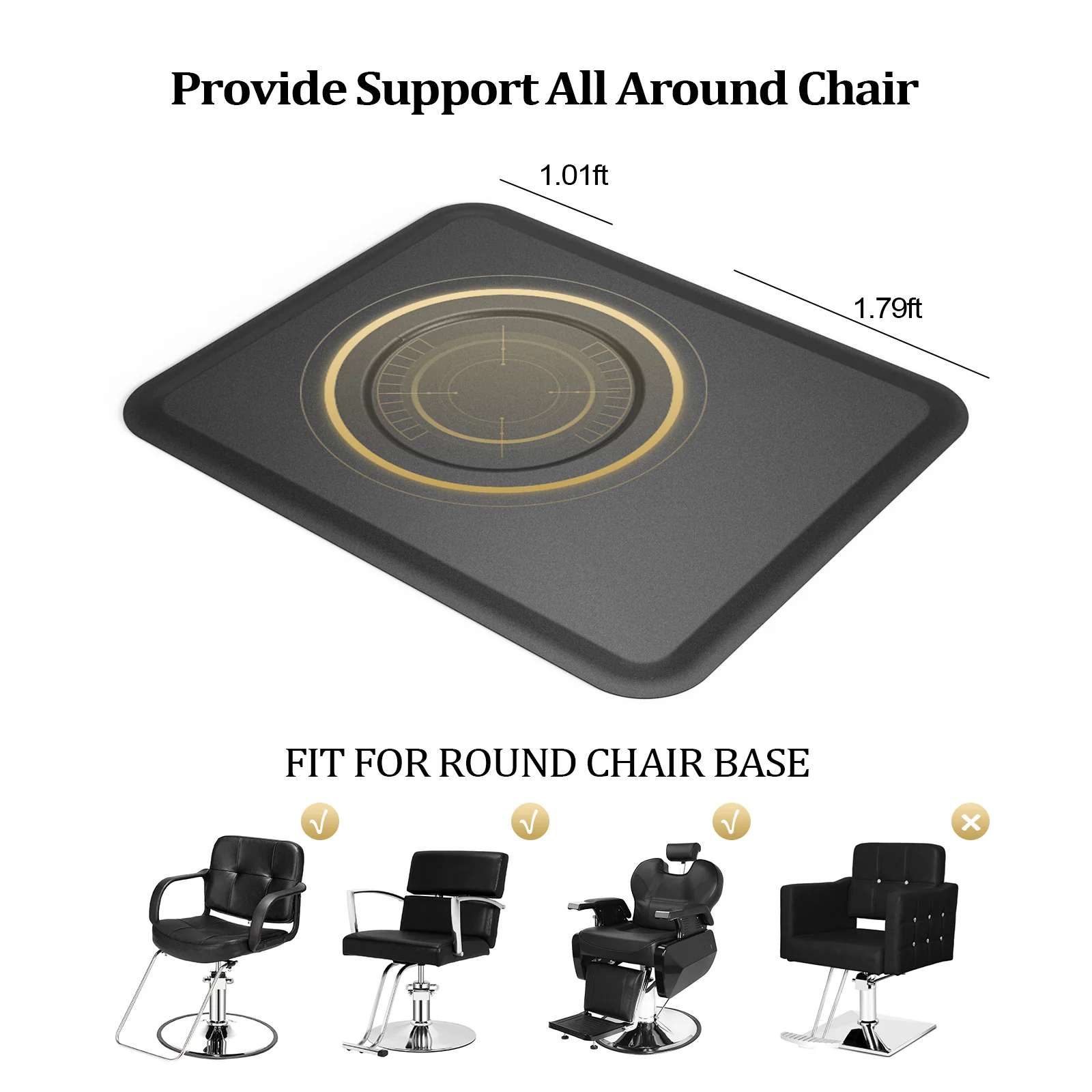 OmySalon 4’x 5’ Salon Mat Barber Floor Mat for Round Base 1/2in 5/8in Thick - Image 3