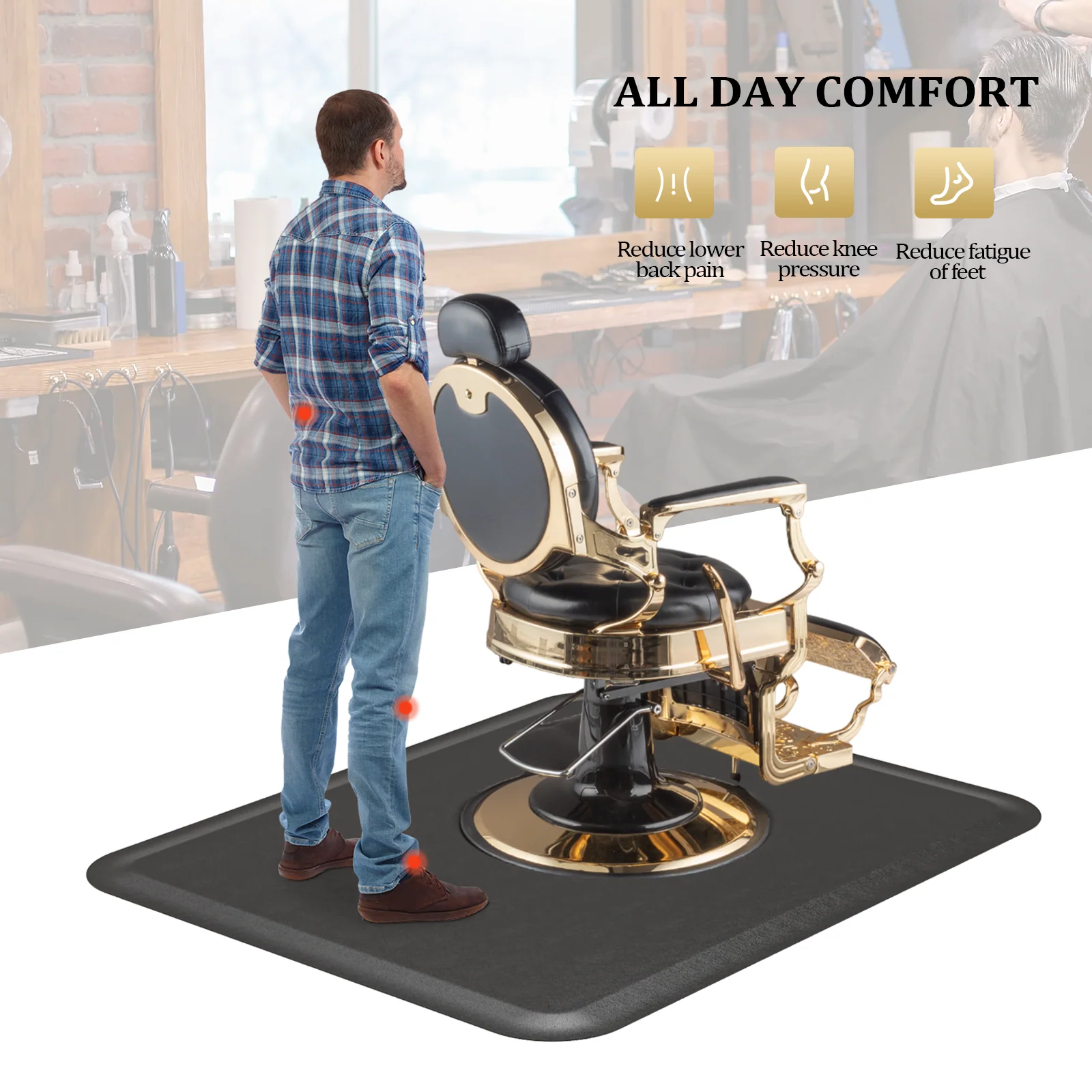 OmySalon 4’x 5’ Salon Mat Barber Floor Mat for Round Base 1/2in 5/8in Thick - Image 4