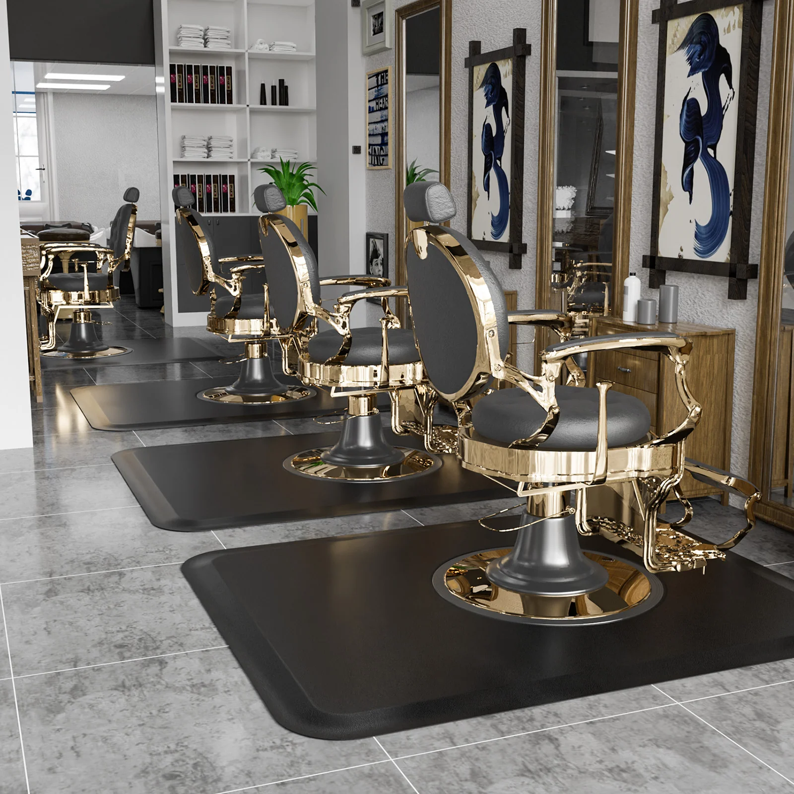 OmySalon 4’x 5’ Salon Mat Barber Floor Mat for Round Base 1/2in 5/8in Thick - Image 9