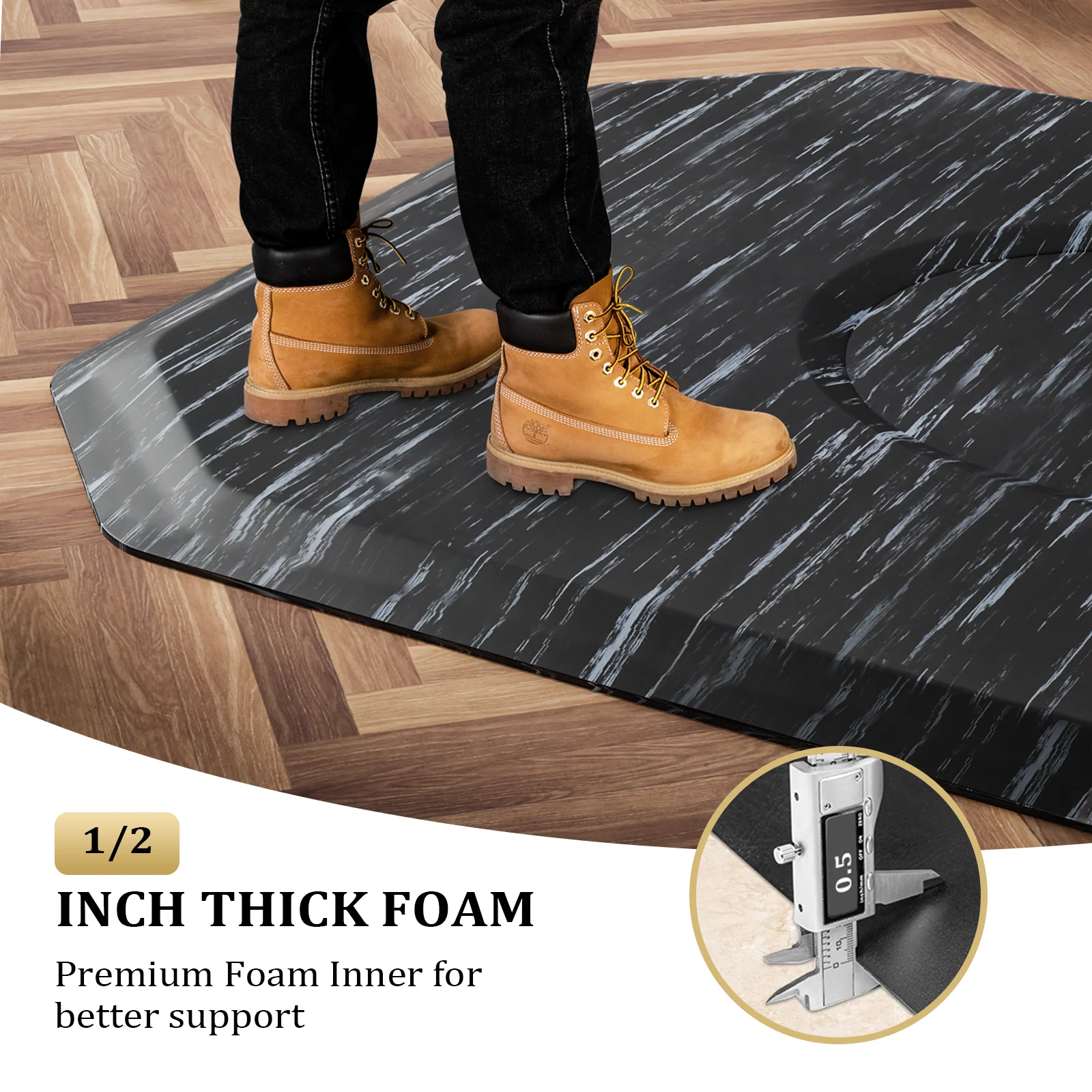 OmySalon 4' x 5' Salon Anti Fatigue Mat Hexagon Barber Mat for Round Base Styling Chair 1/2in 7/8in Thick - Image 11