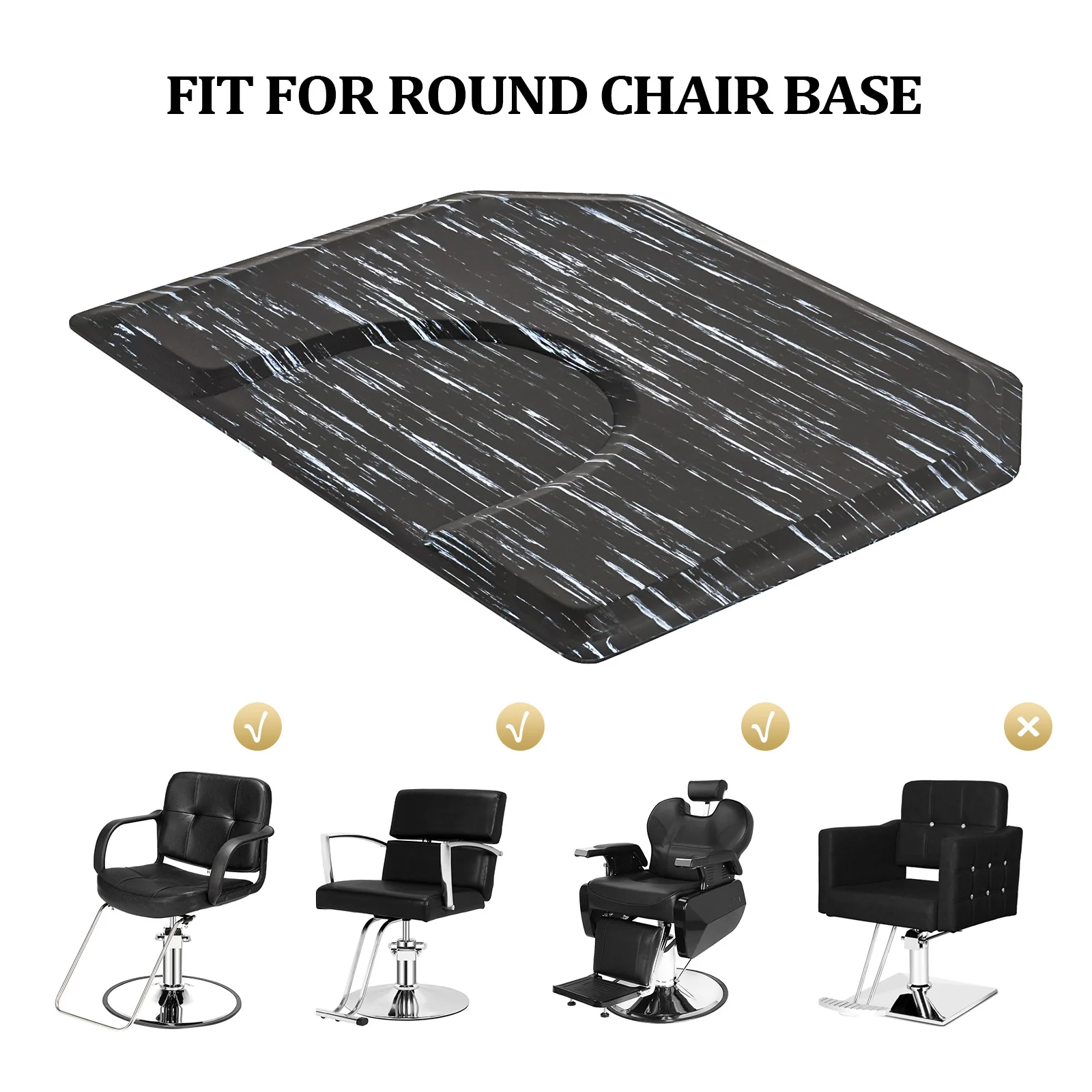 OmySalon 4' x 5' Salon Anti Fatigue Mat Hexagon Barber Mat for Round Base Styling Chair 1/2in 7/8in Thick - Image 14