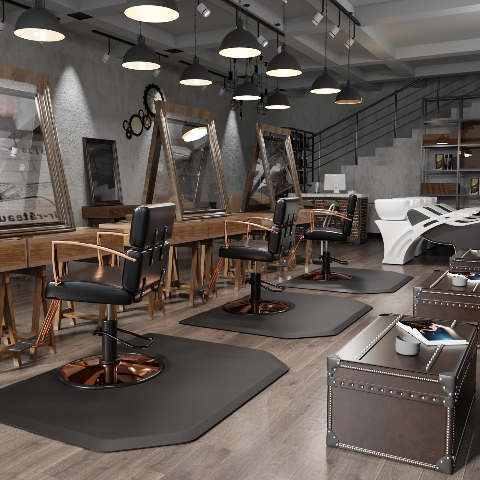 OmySalon 4' x 5' Salon Anti Fatigue Mat Hexagon Barber Mat for Round Base Styling Chair 1/2in 7/8in Thick - Image 18
