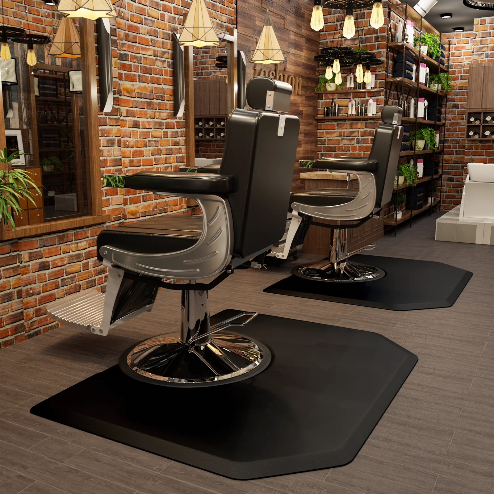 OmySalon 4' x 5' Salon Anti Fatigue Mat Hexagon Barber Mat for Round Base Styling Chair 1/2in 7/8in Thick - Image 26