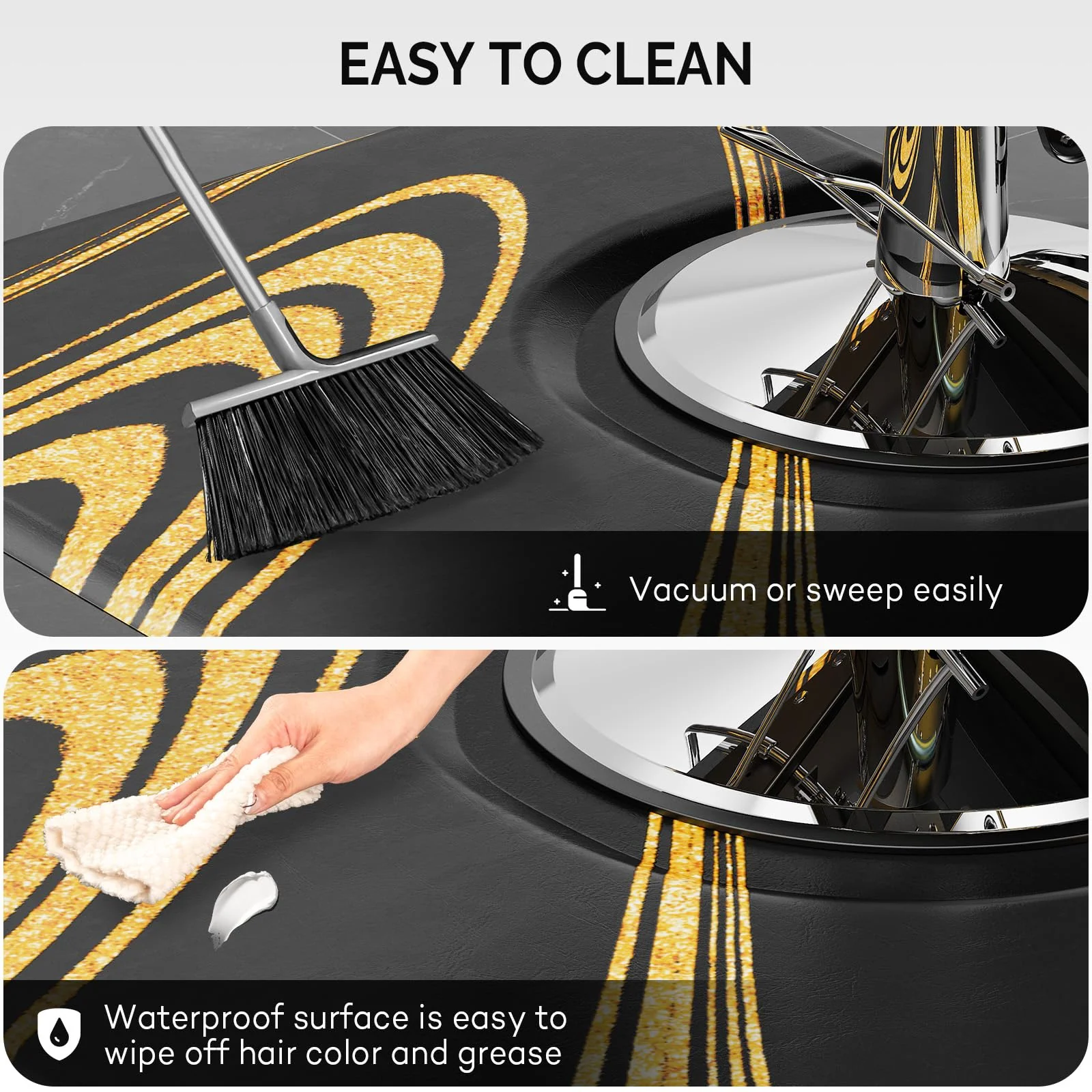 OmySalon 4' x 5' Salon Anti Fatigue Mat Hexagon Barber Mat for Round Base Styling Chair 1/2in 7/8in Thick - Image 31
