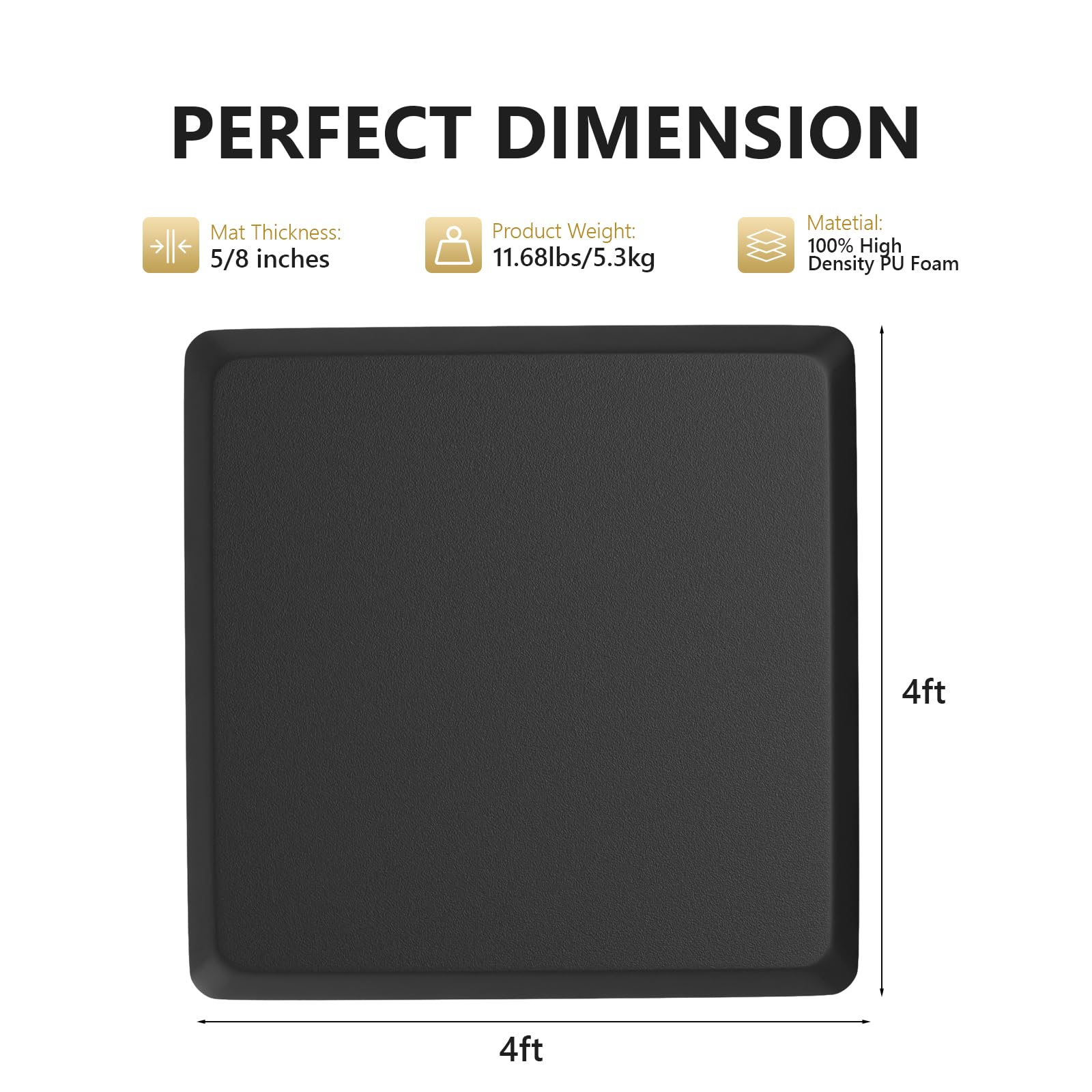 OmySalon 4'x4' Rectangle Salon Anti Fatigue Mat 5/8 in Thick - Image 3
