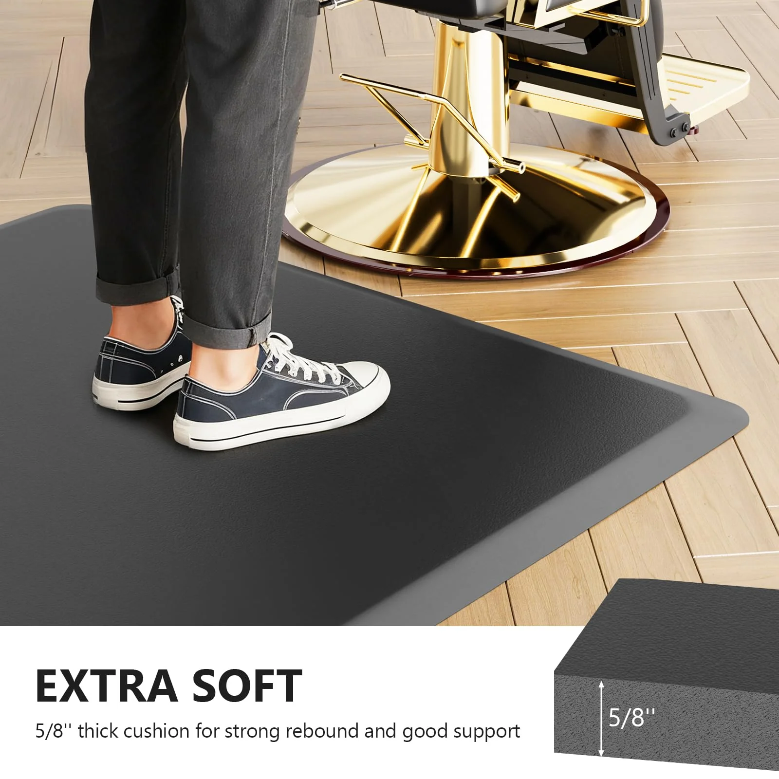 OmySalon 4'x4' Rectangle Salon Anti Fatigue Mat 5/8 in Thick - Image 4