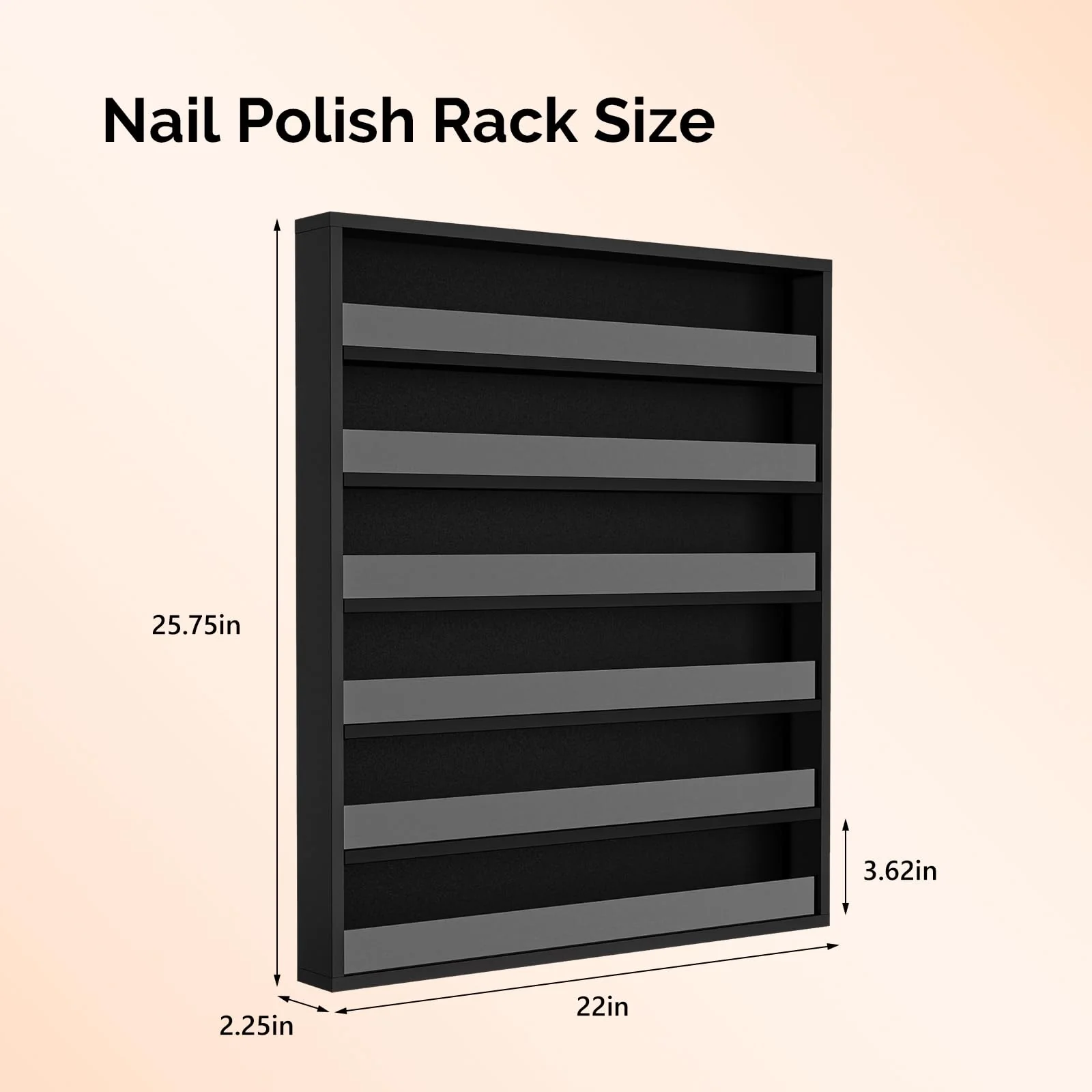 OmySalon 6 Layers Wall Mount Nail Polish Organizer Rack w/Acrylic Baffle - Image 11