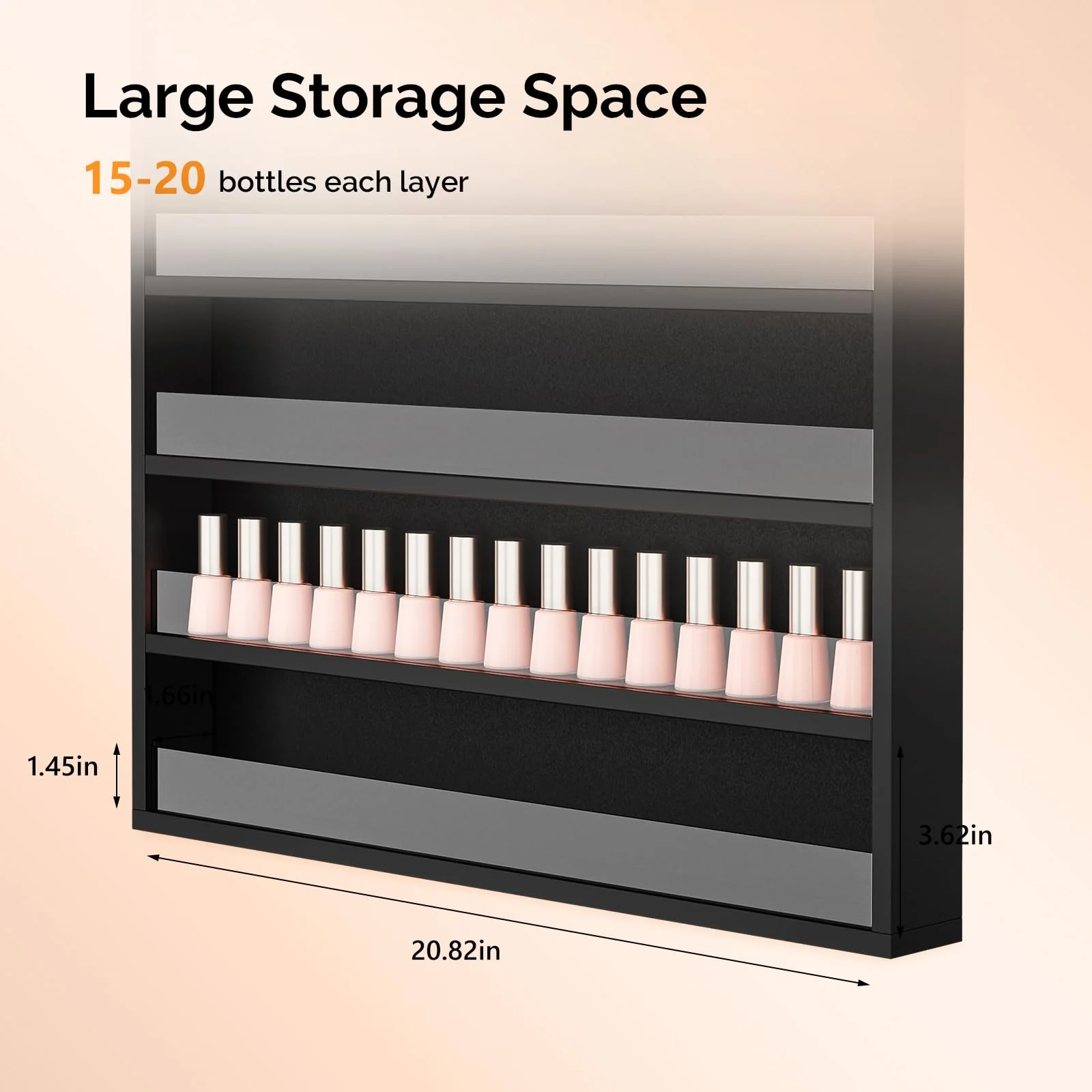 OmySalon 6 Layers Wall Mount Nail Polish Organizer Rack w/Acrylic Baffle - Image 12