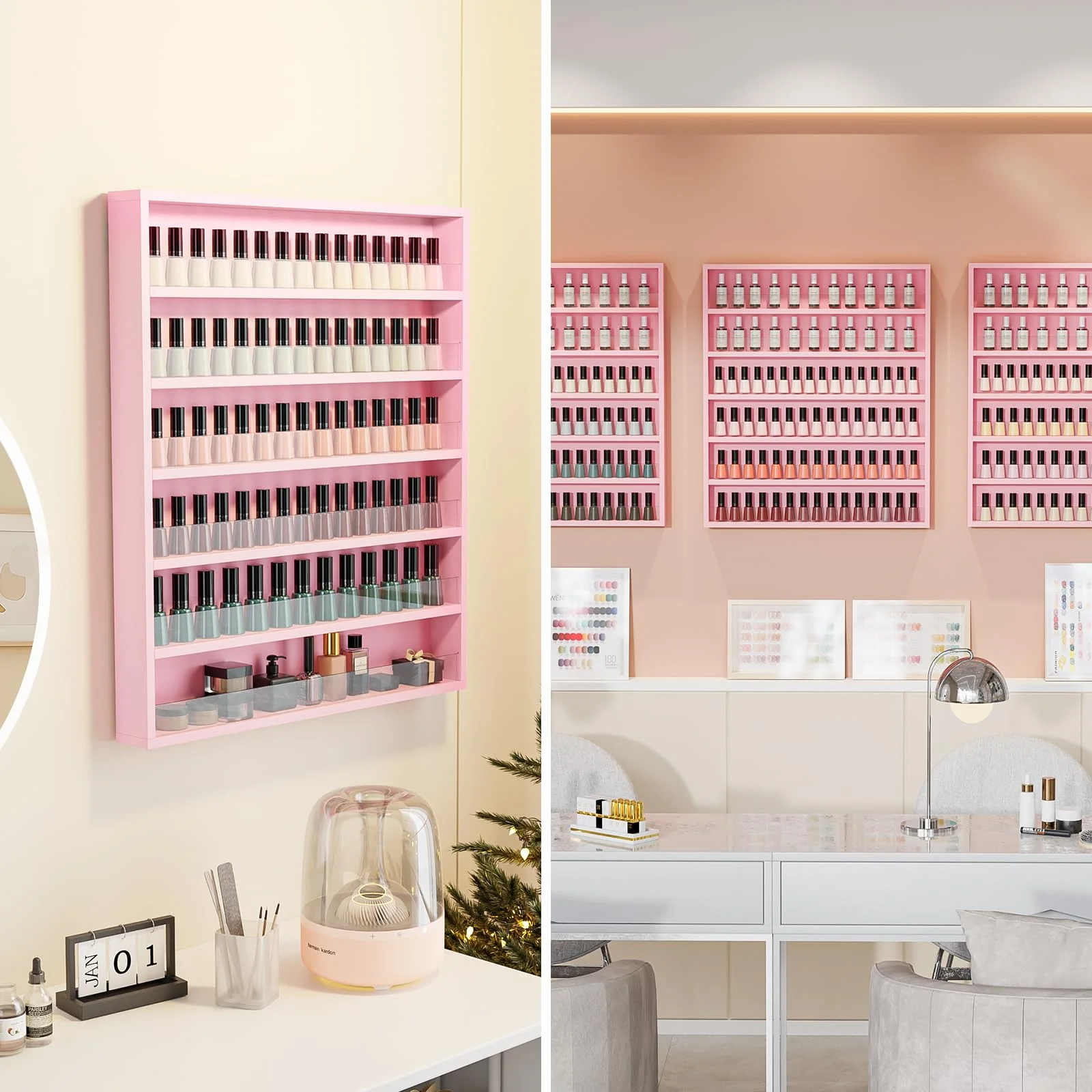 OmySalon 6 Layers Wall Mount Nail Polish Organizer Rack w/Acrylic Baffle - Image 15