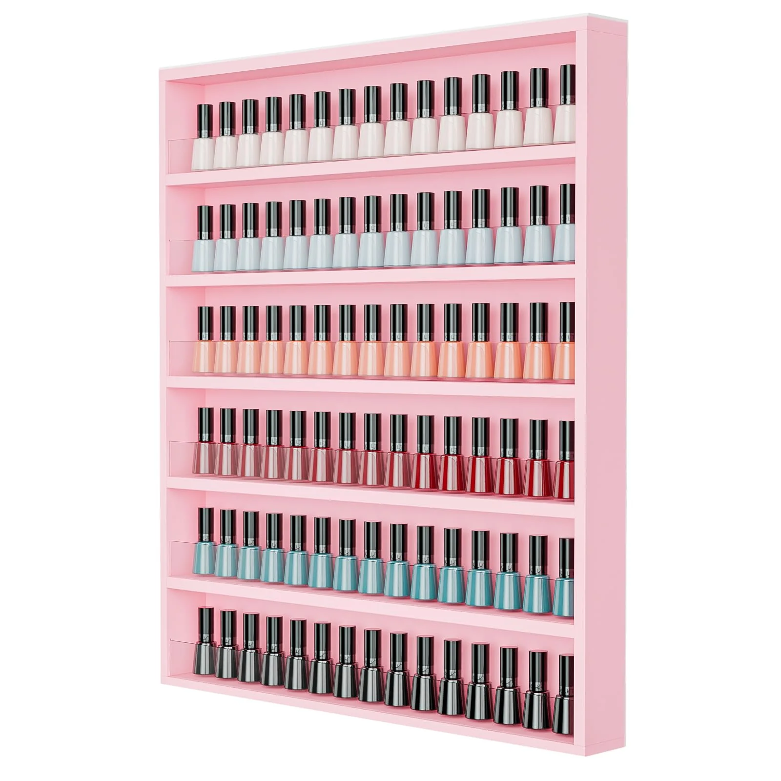 OmySalon 6 Layers Wall Mount Nail Polish Organizer Rack w/Acrylic Baffle - Image 16