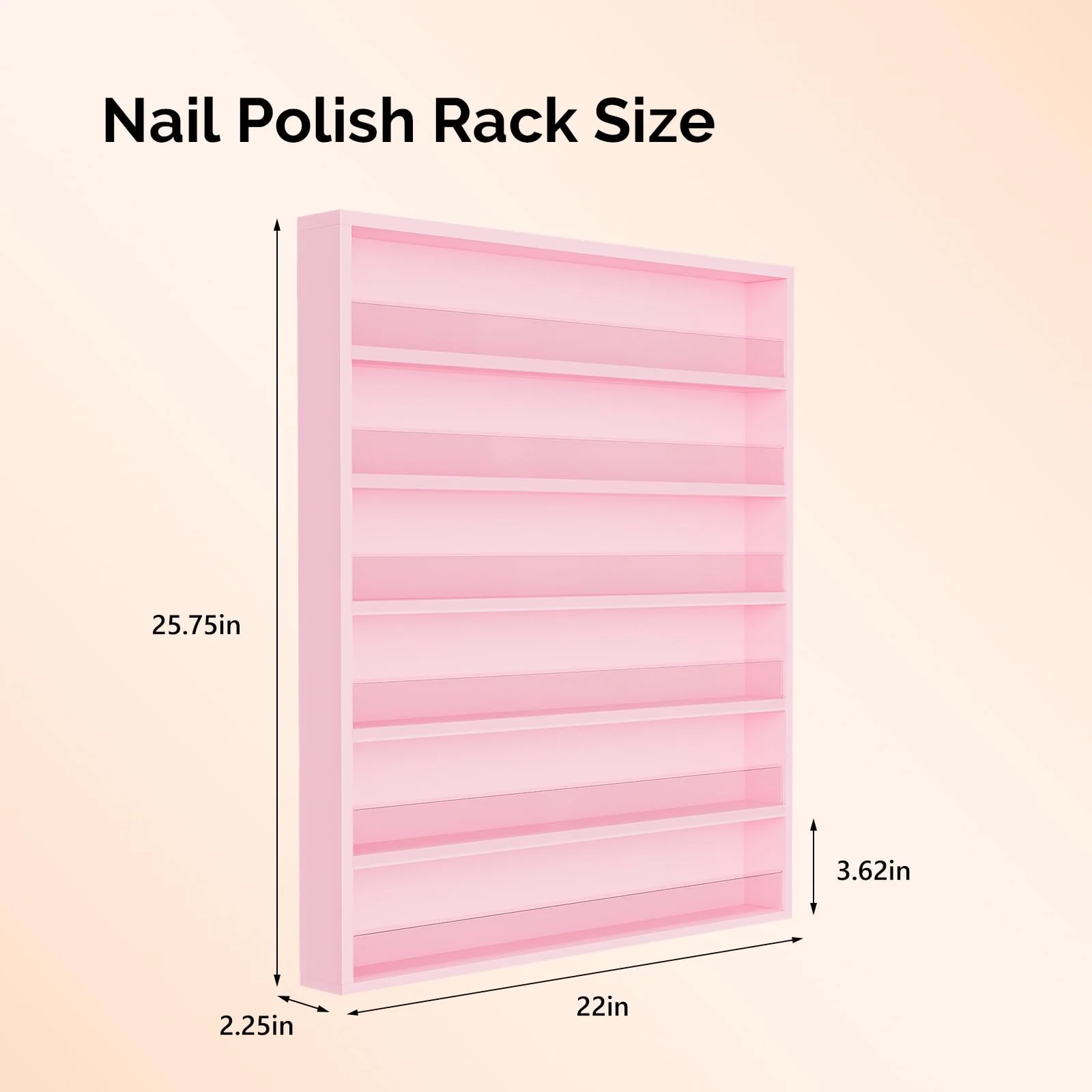 OmySalon 6 Layers Wall Mount Nail Polish Organizer Rack w/Acrylic Baffle - Image 18