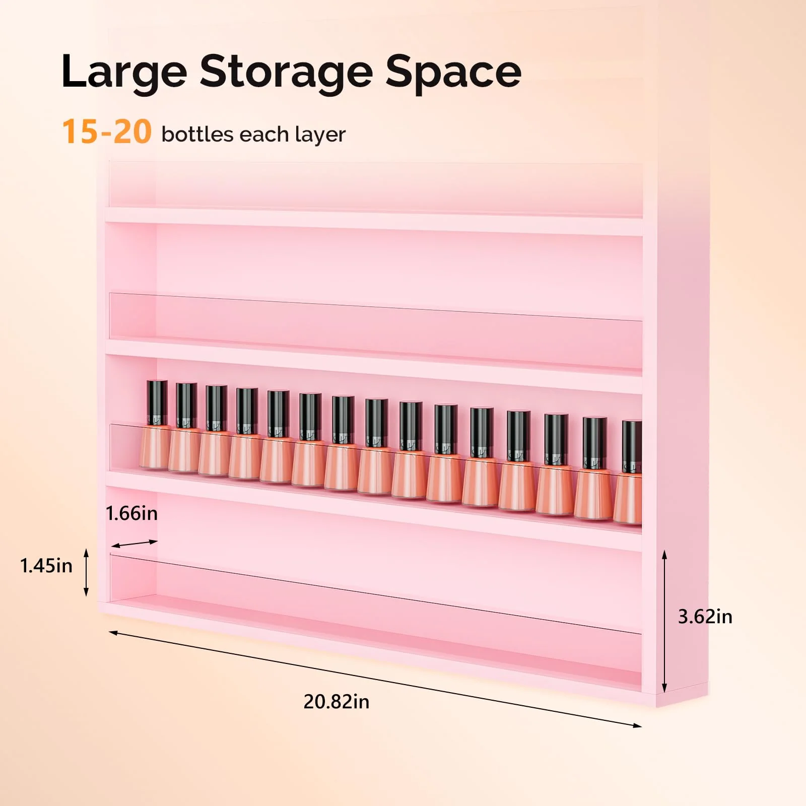 OmySalon 6 Layers Wall Mount Nail Polish Organizer Rack w/Acrylic Baffle - Image 19