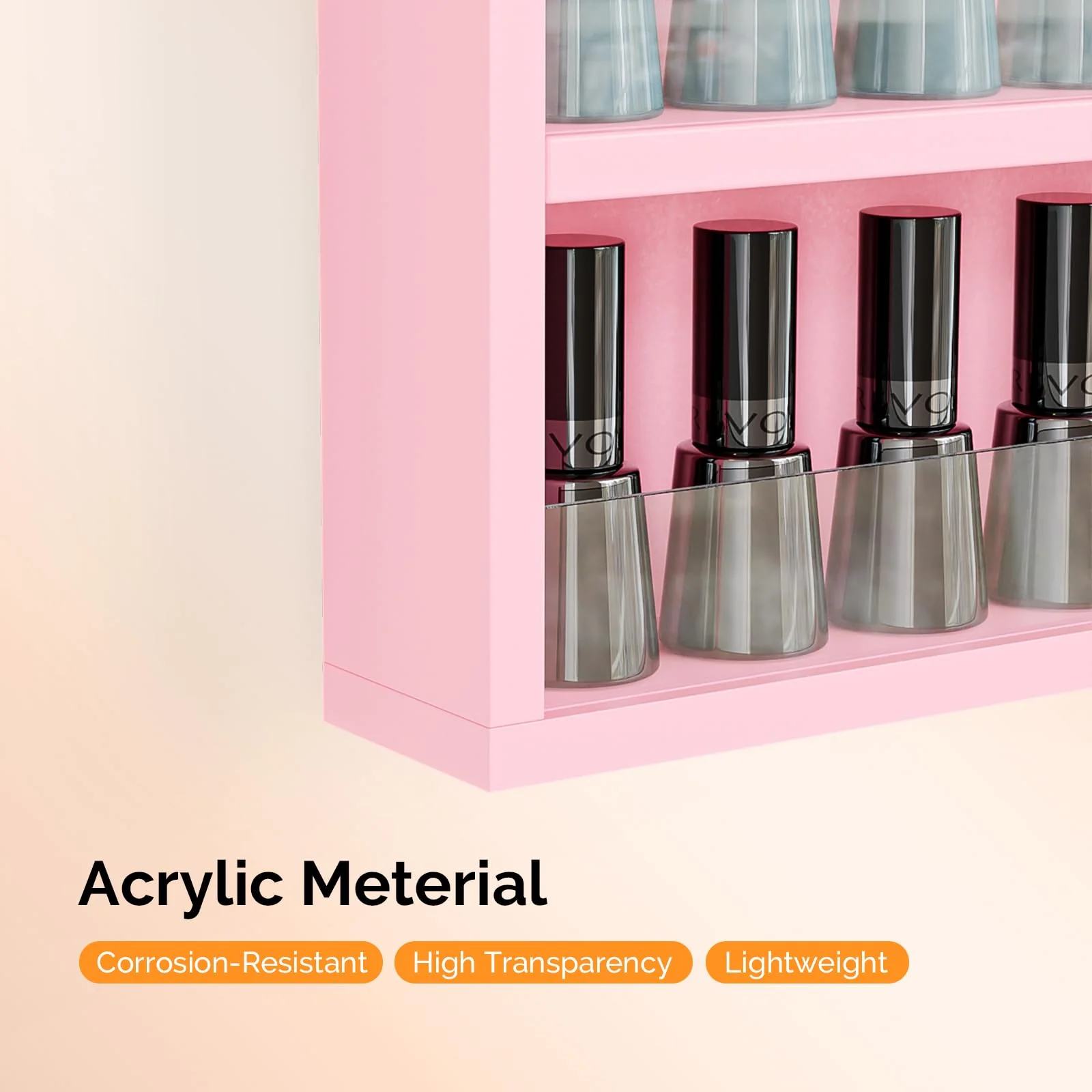 OmySalon 6 Layers Wall Mount Nail Polish Organizer Rack w/Acrylic Baffle - Image 20