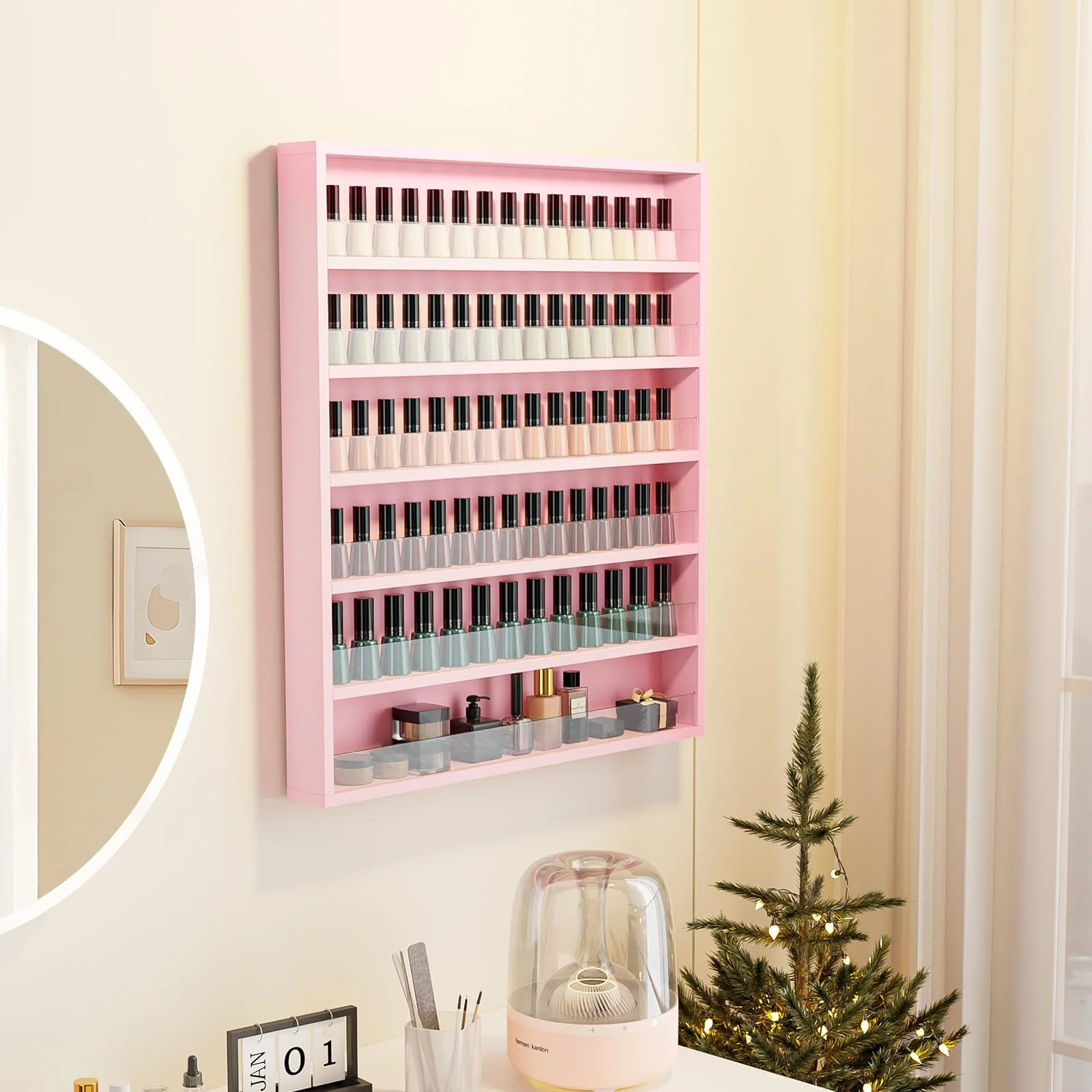 OmySalon 6 Layers Wall Mount Nail Polish Organizer Rack w/Acrylic Baffle - Image 22