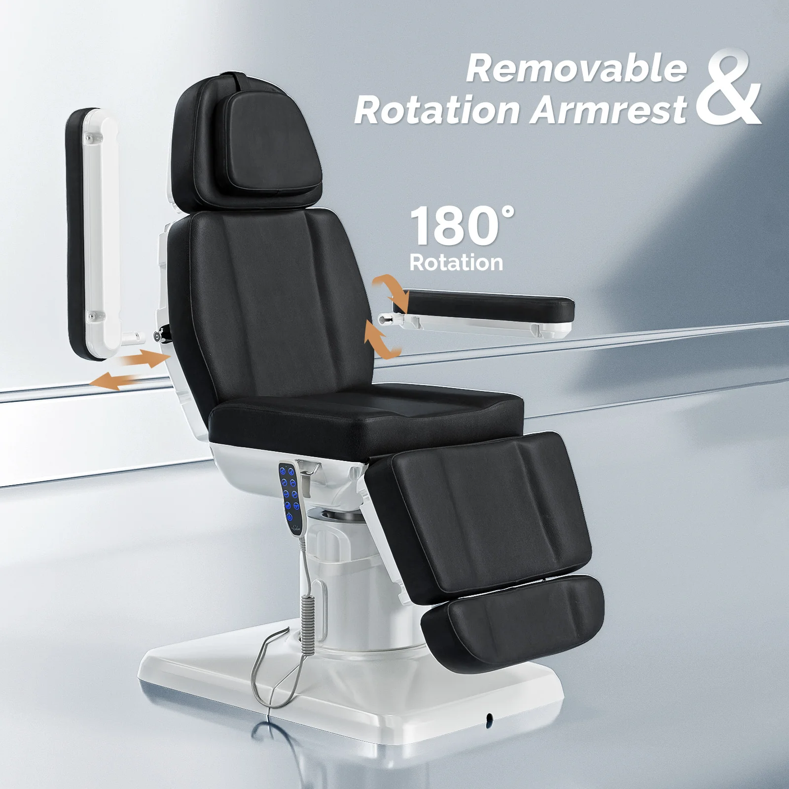 OmySalon LBT3 73in Multi-function 120° Rotation Electric Remote One-touch Operate 3 Motors Facial Massage Bed - Image 11