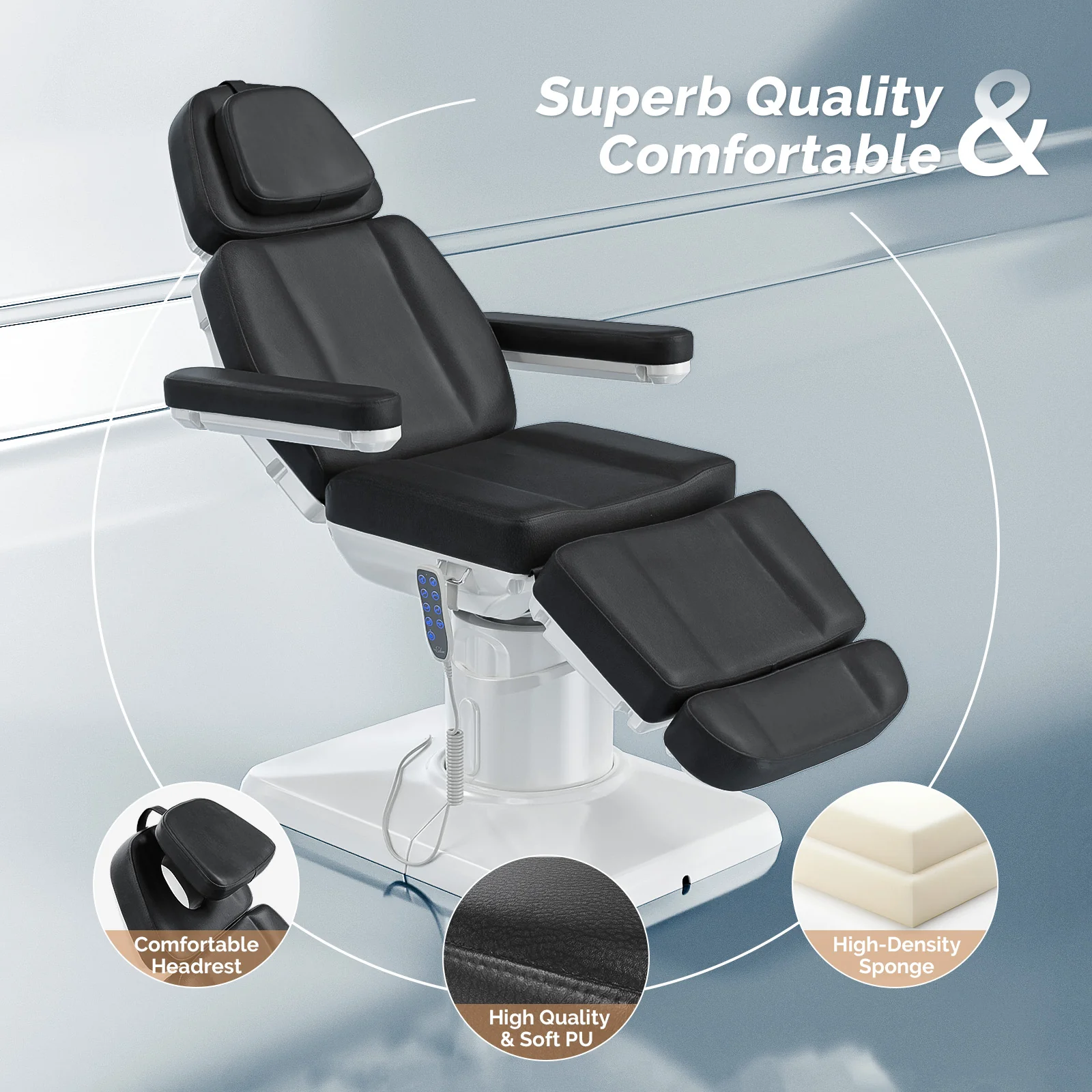 OmySalon LBT3 73in Multi-function 120° Rotation Electric Remote One-touch Operate 3 Motors Facial Massage Bed - Image 14