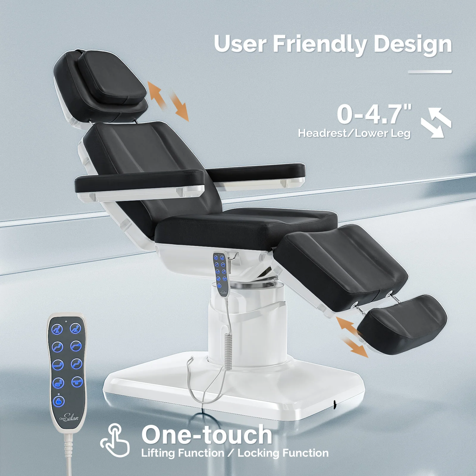 OmySalon LBT3 73in Multi-function 120° Rotation Electric Remote One-touch Operate 3 Motors Facial Massage Bed - Image 15