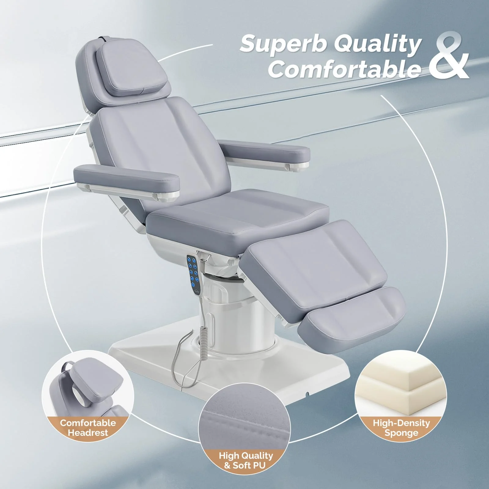 OmySalon LBT3 73in Multi-function 120° Rotation Electric Remote One-touch Operate 3 Motors Facial Massage Bed - Image 23