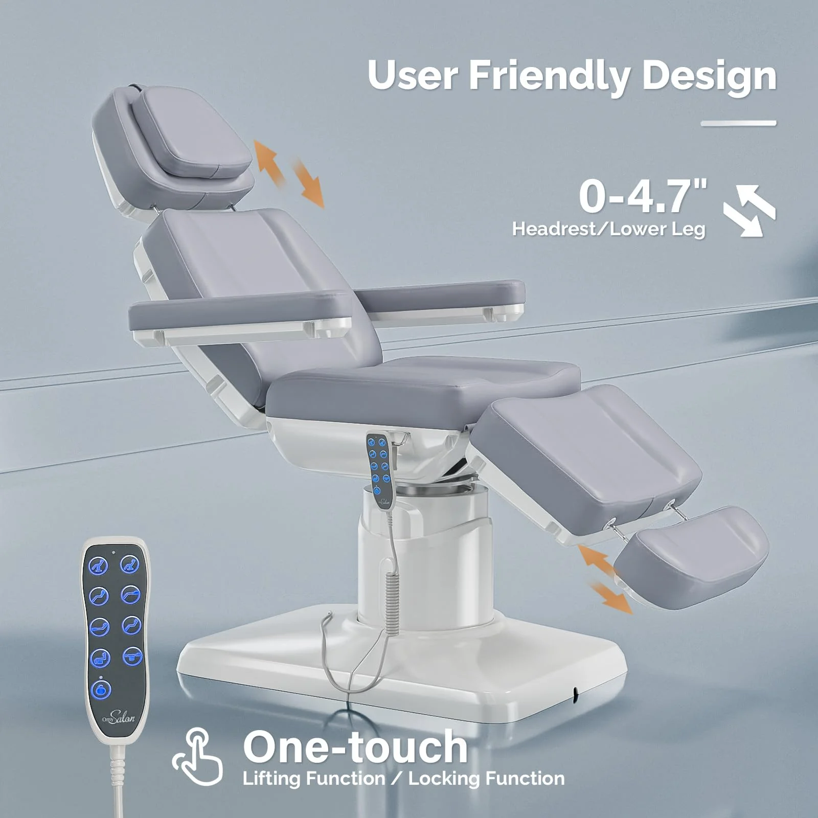 OmySalon LBT3 73in Multi-function 120° Rotation Electric Remote One-touch Operate 3 Motors Facial Massage Bed - Image 24