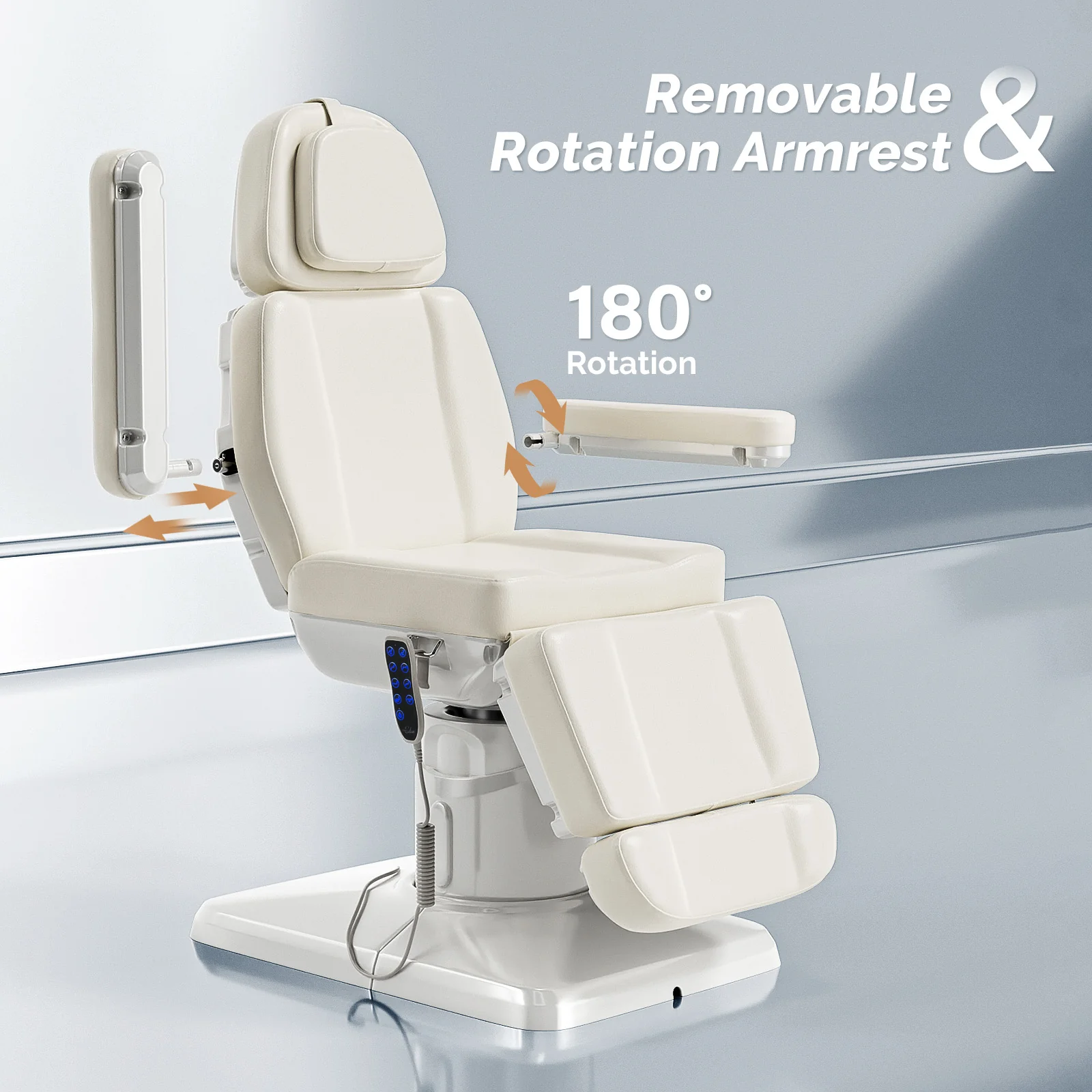 OmySalon LBT3 73in Multi-function 120° Rotation Electric Remote One-touch Operate 3 Motors Facial Massage Bed - Image 3