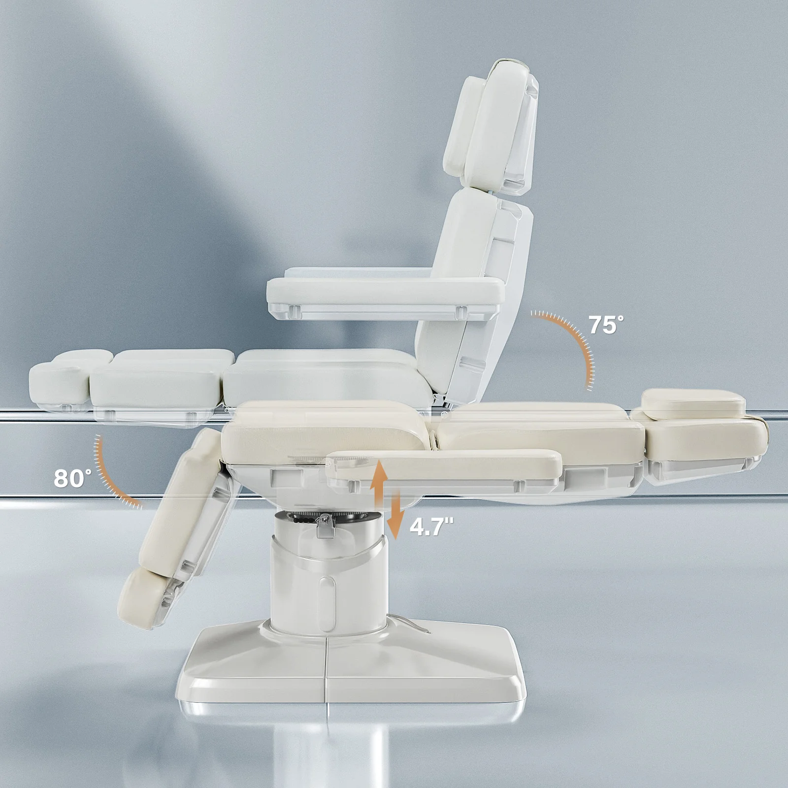 OmySalon LBT3 73in Multi-function 120° Rotation Electric Remote One-touch Operate 3 Motors Facial Massage Bed - Image 4