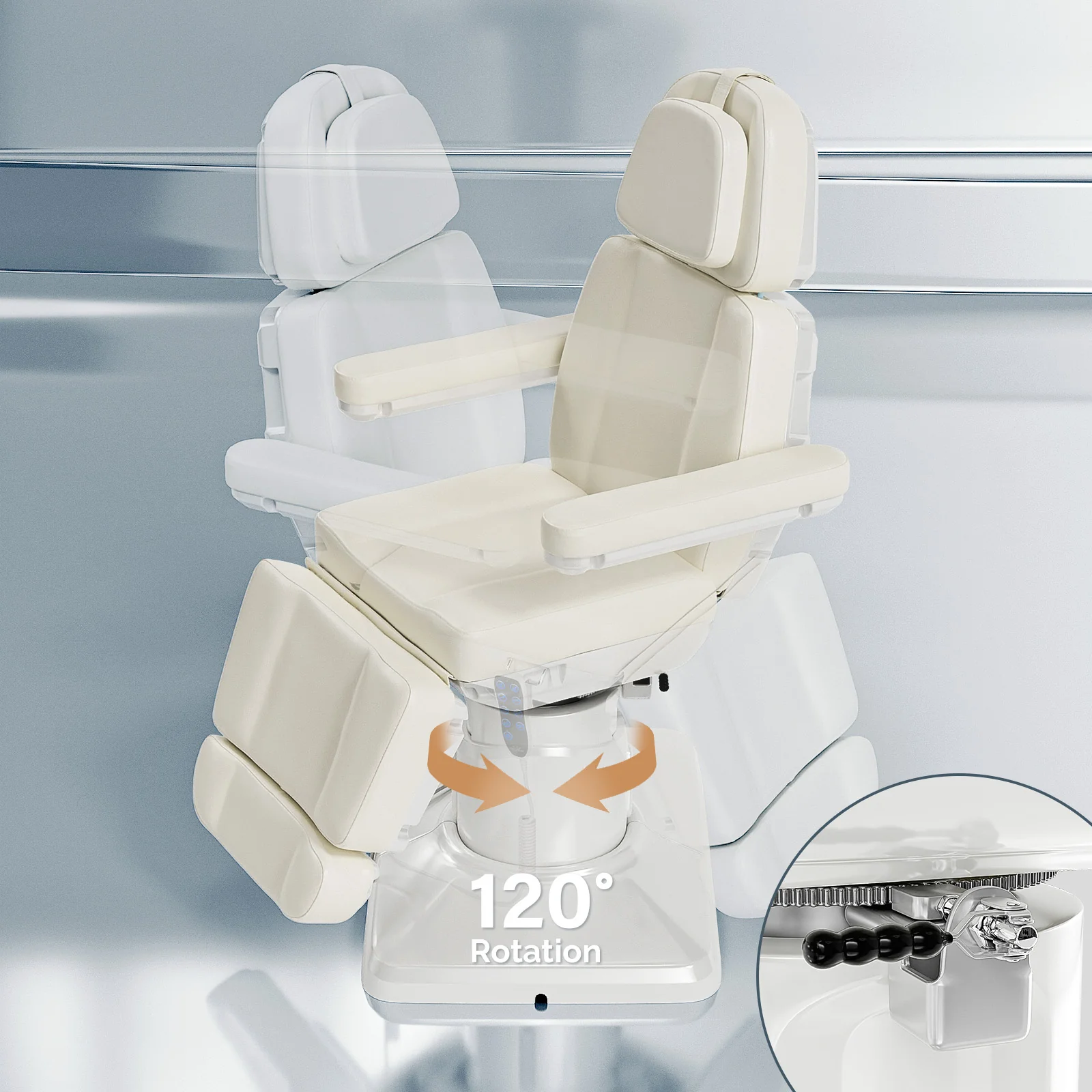 OmySalon LBT3 73in Multi-function 120° Rotation Electric Remote One-touch Operate 3 Motors Facial Massage Bed - Image 5
