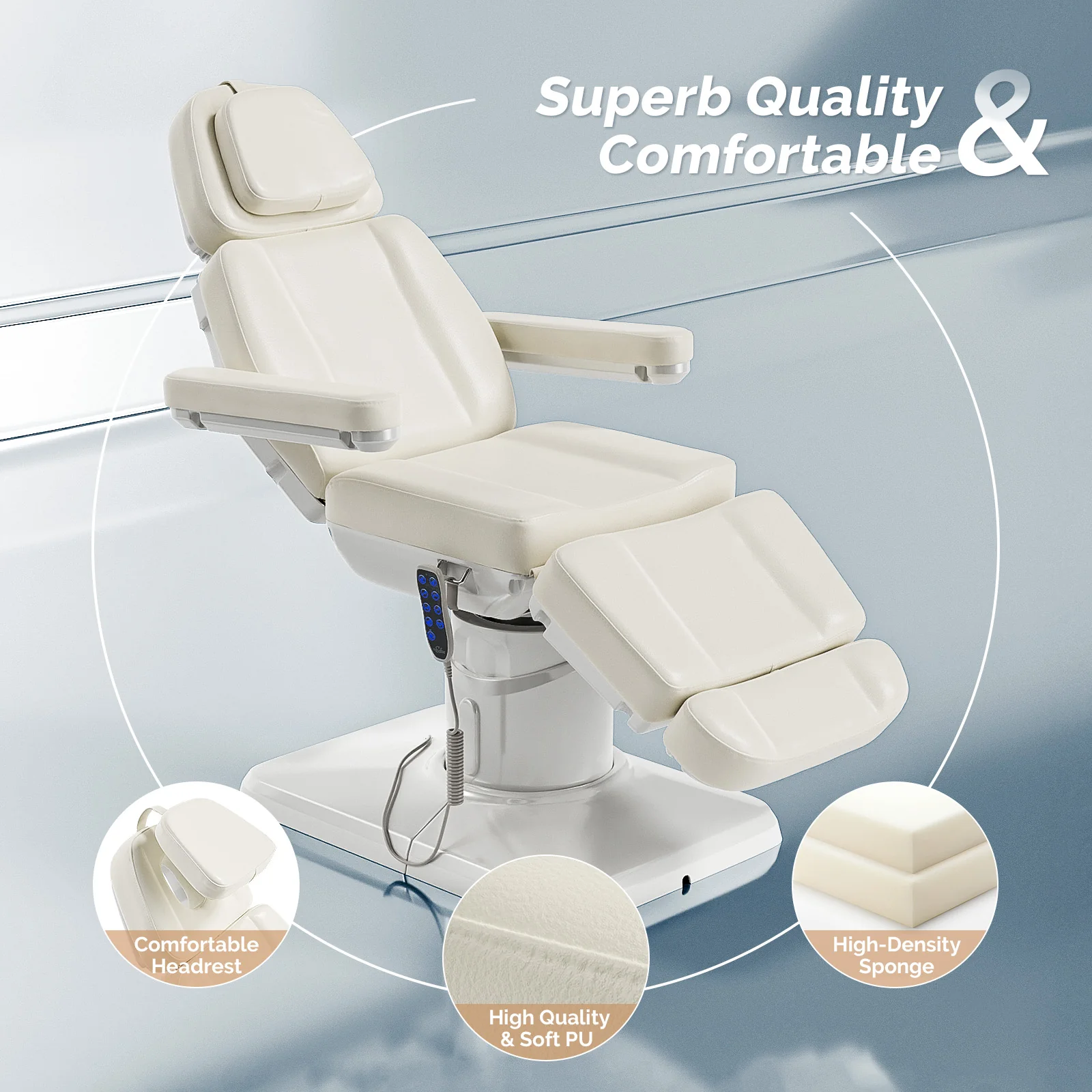 OmySalon LBT3 73in Multi-function 120° Rotation Electric Remote One-touch Operate 3 Motors Facial Massage Bed - Image 6