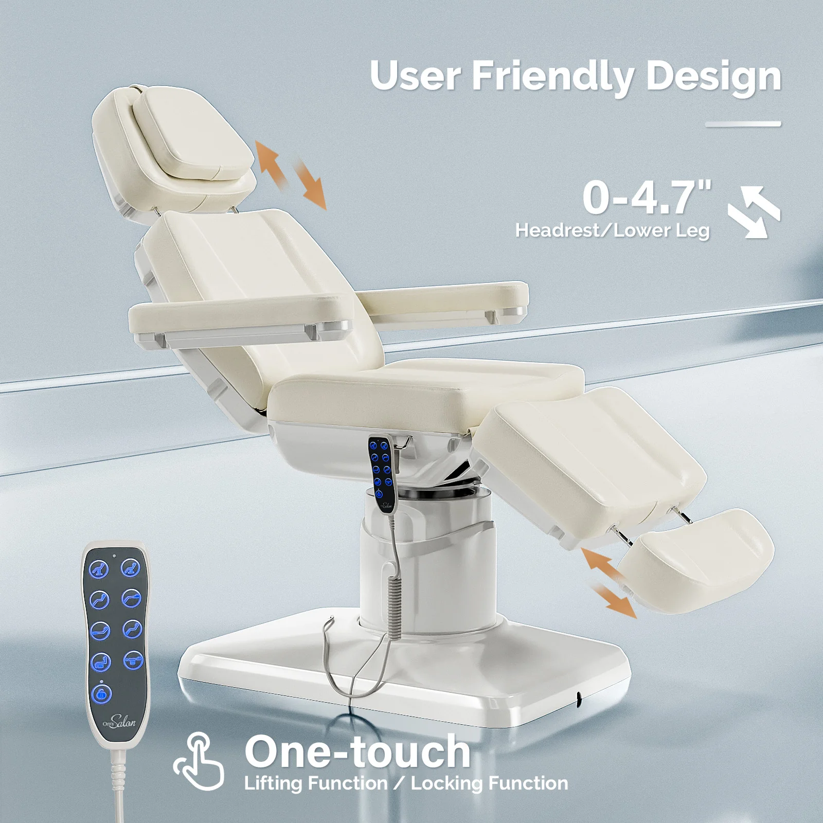 OmySalon LBT3 73in Multi-function 120° Rotation Electric Remote One-touch Operate 3 Motors Facial Massage Bed - Image 7