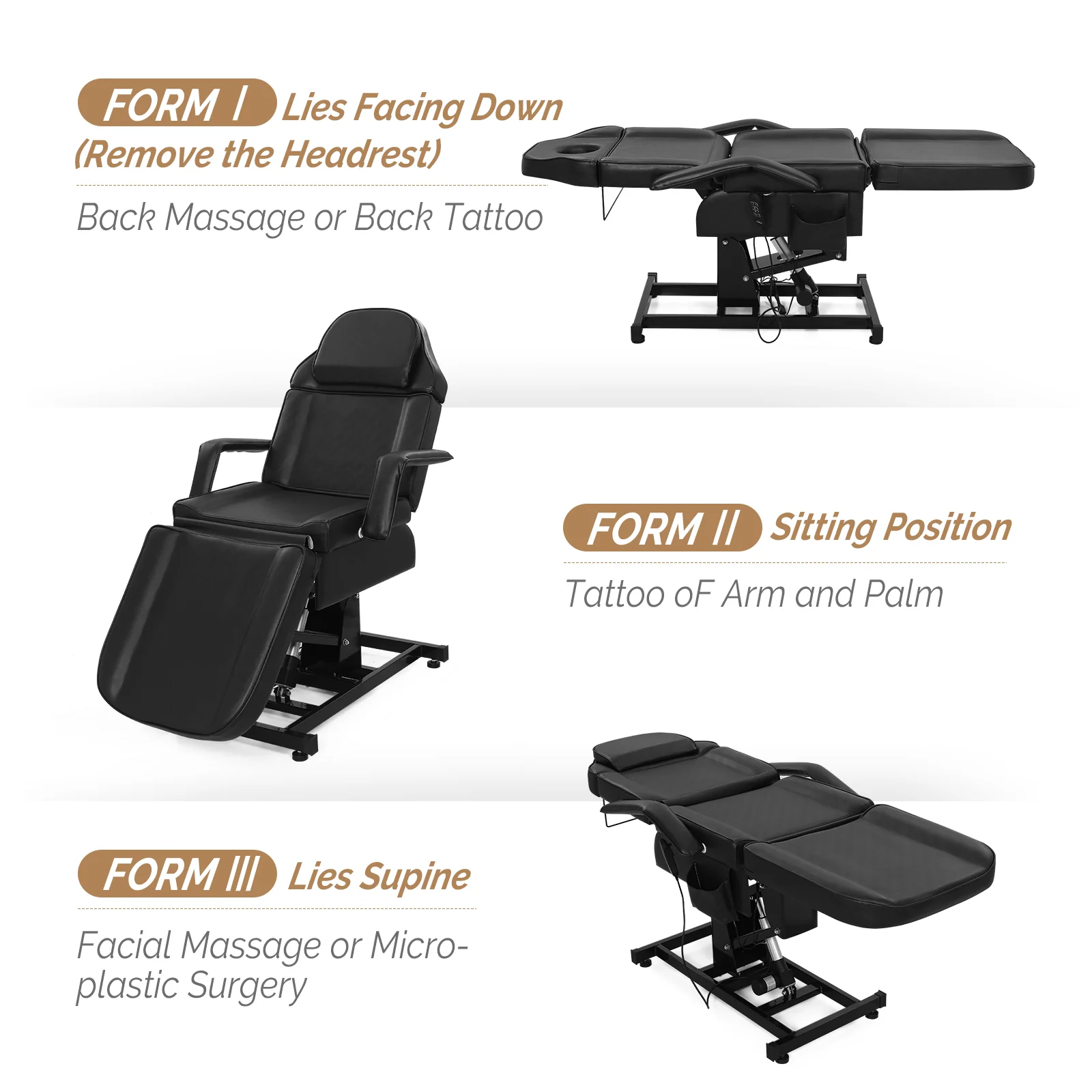 OmySalon FESB 75in Fully Electric Remote Adjustable Facial Massage Bed - Image 12