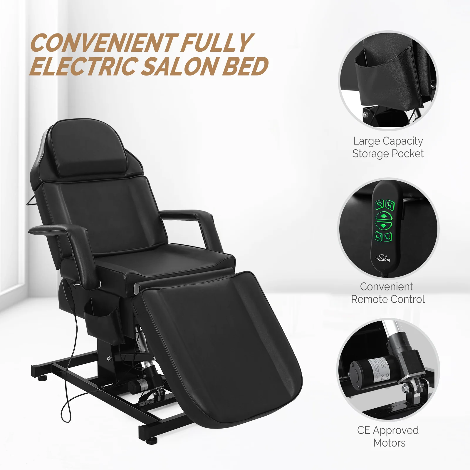 OmySalon FESB 75in Fully Electric Remote Adjustable Facial Massage Bed - Image 16